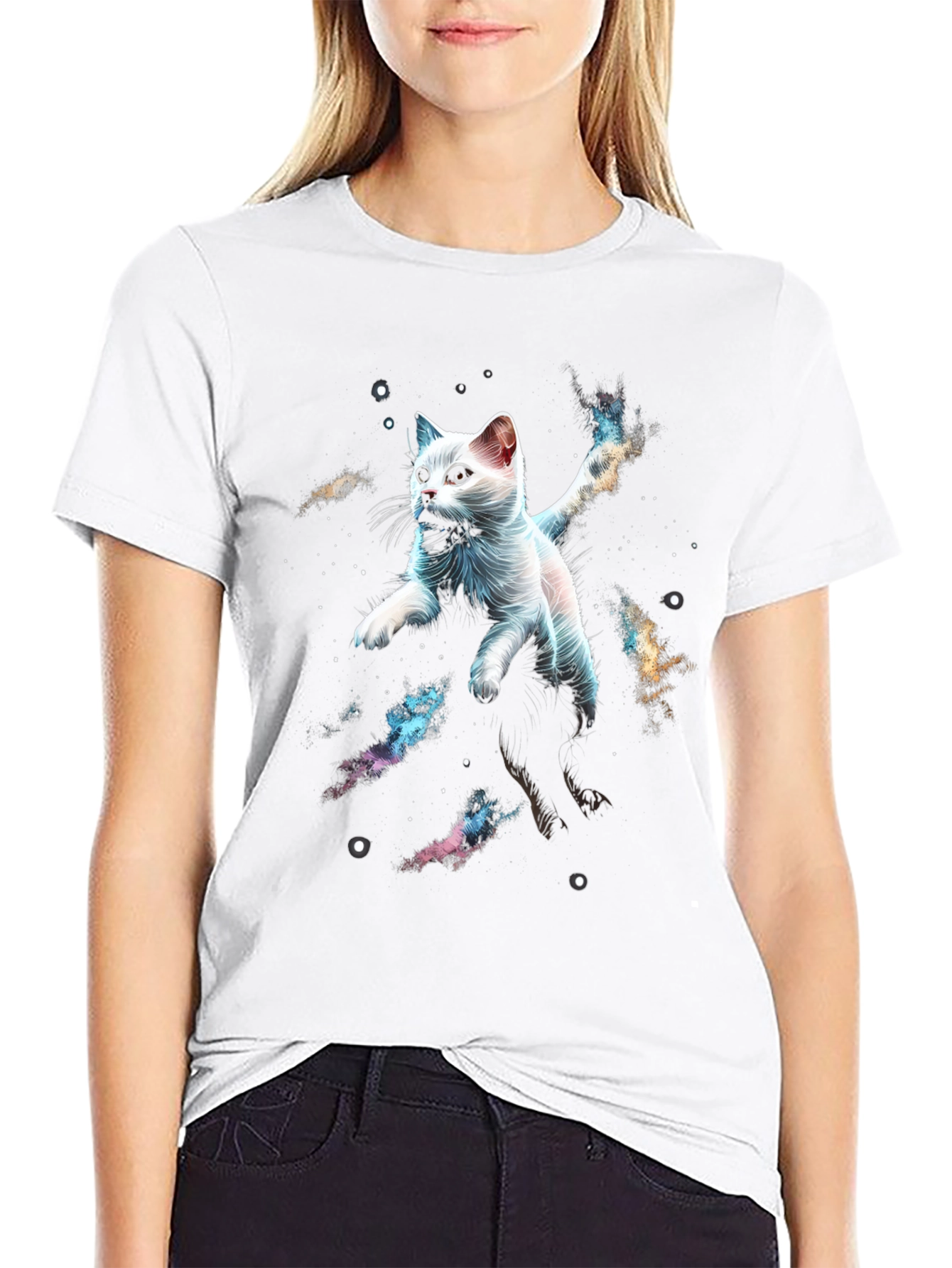 Galaxy Cat Black T-Shirt