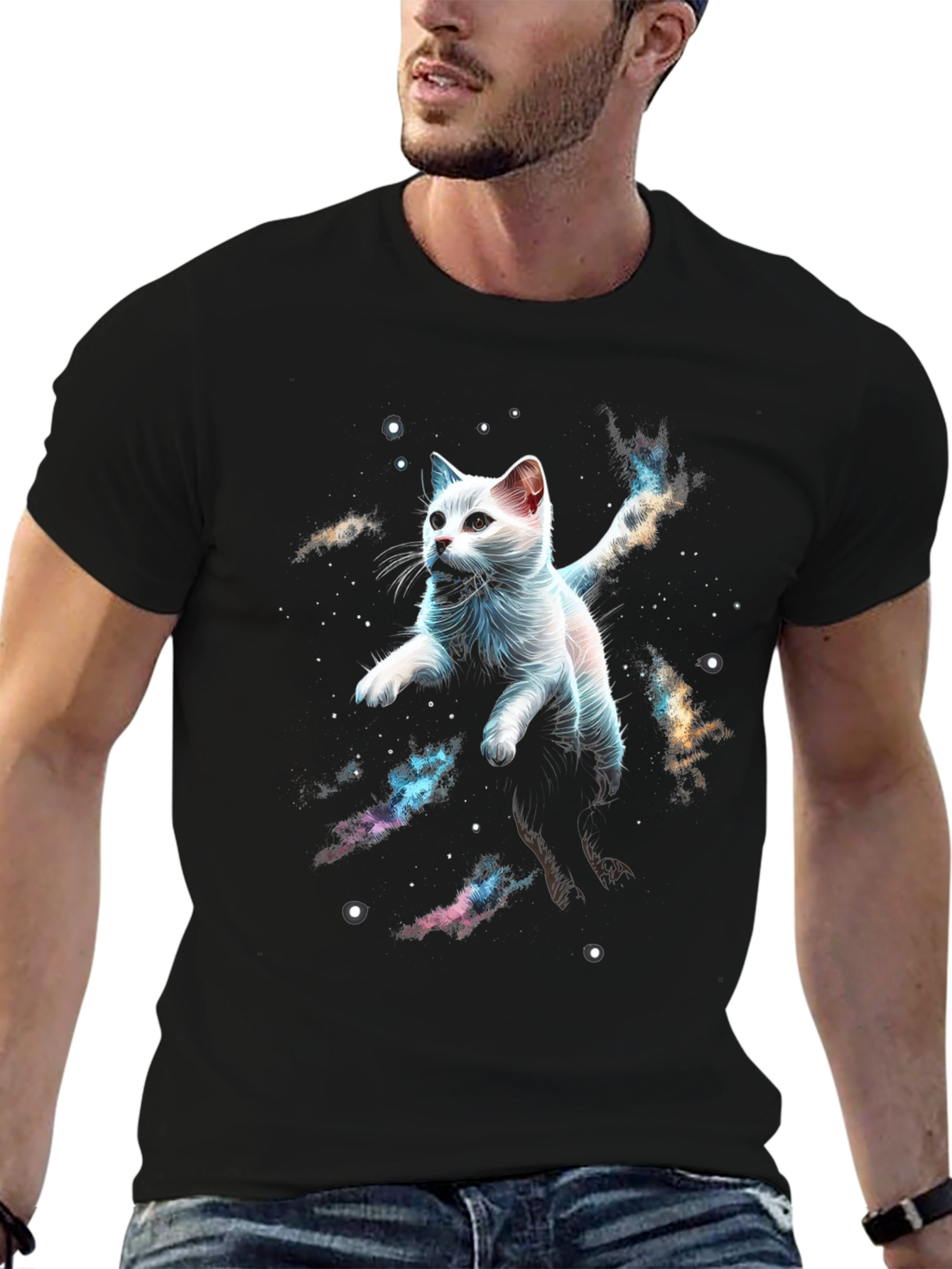 Galaxy Cat Black T-Shirt