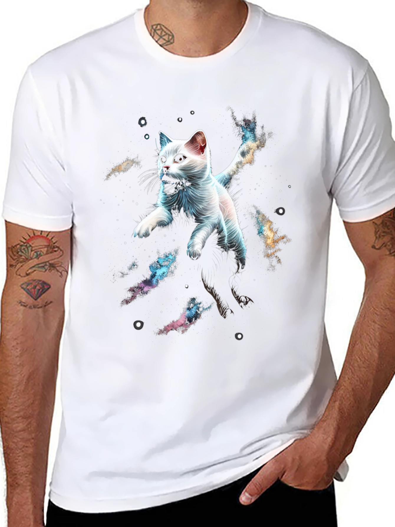 Galaxy Cat Black T-Shirt