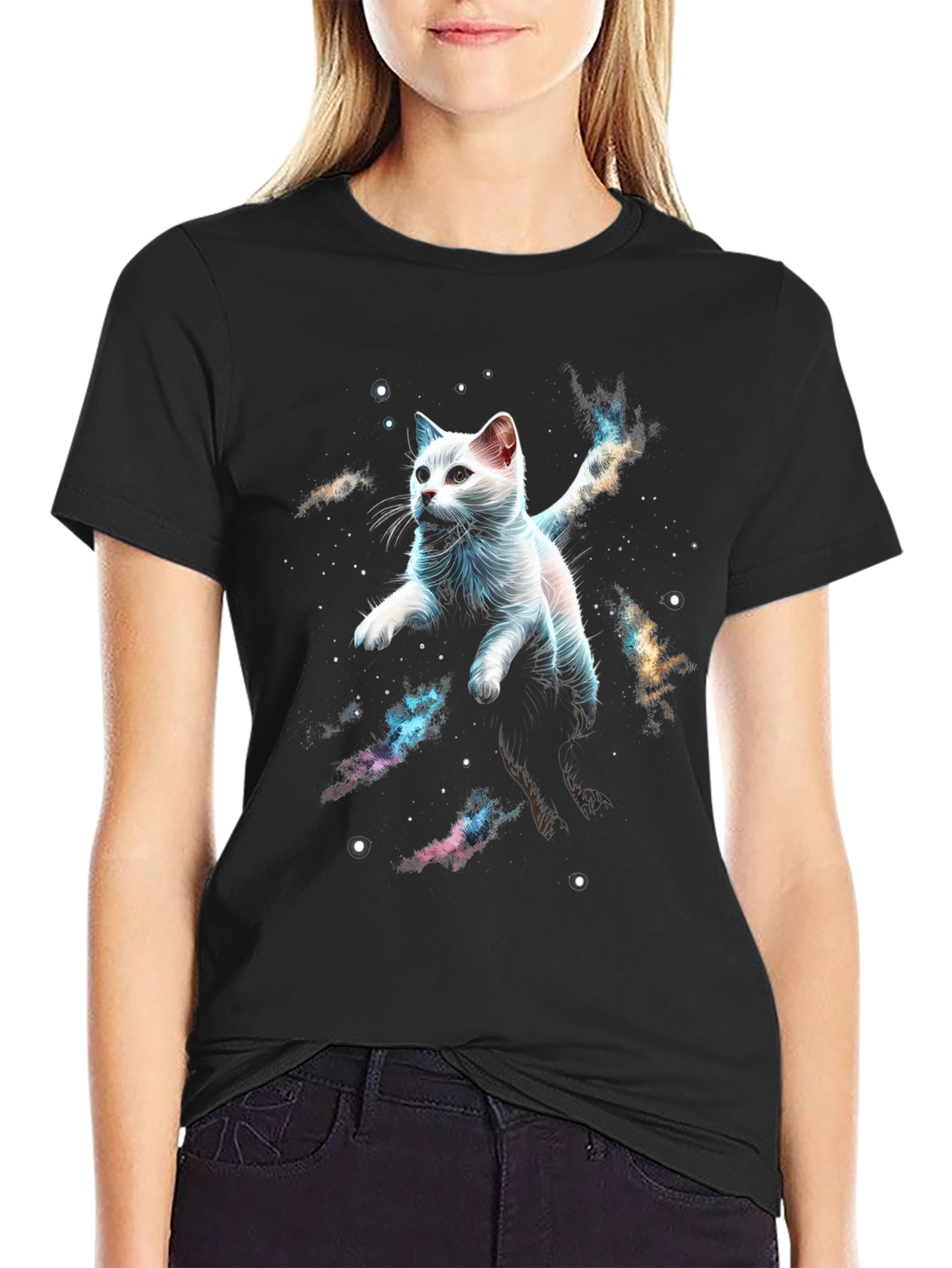Galaxy Cat Black T-Shirt