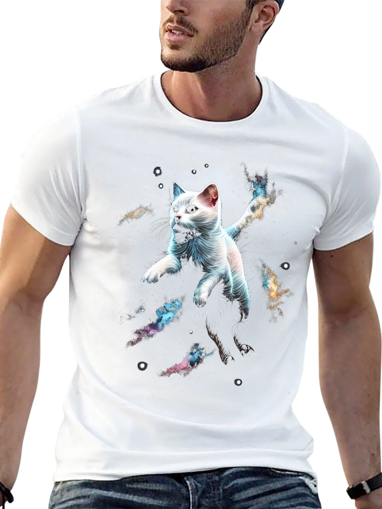 Galaxy Cat Black T-Shirt