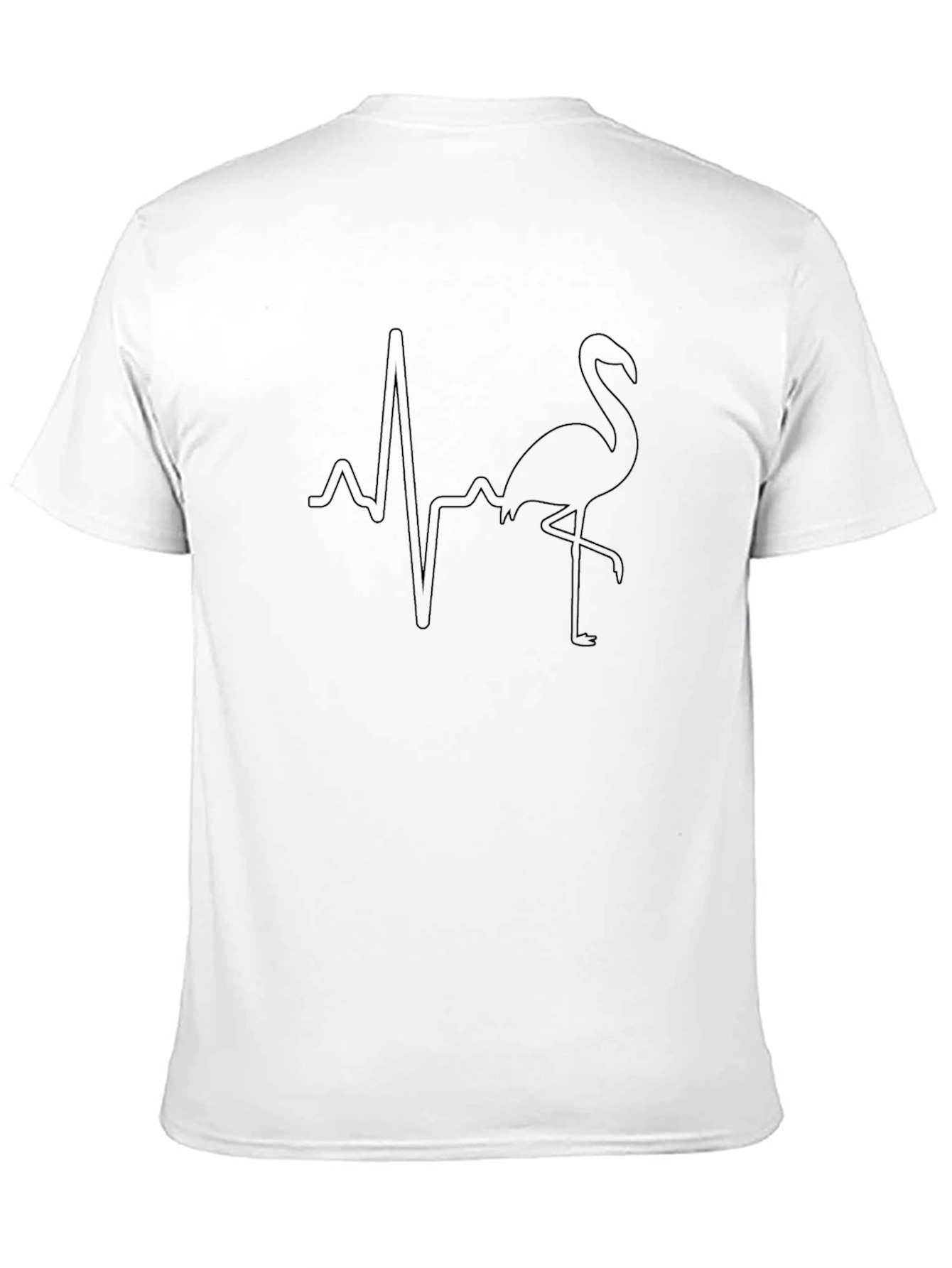 Black T-Shirt with Flamingo Heartbeat Graphic
