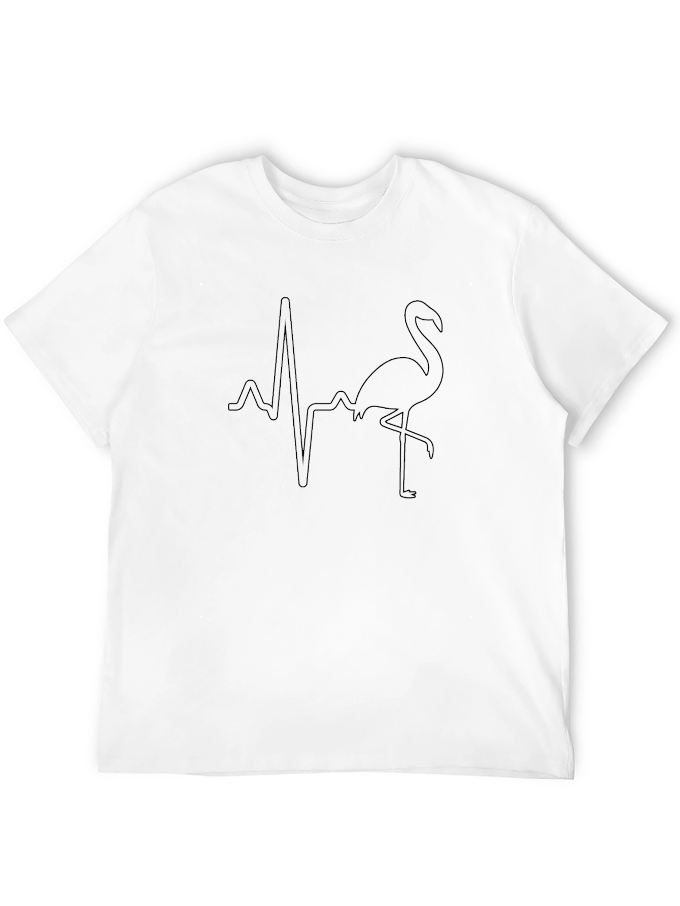 Black T-Shirt with Flamingo Heartbeat Graphic