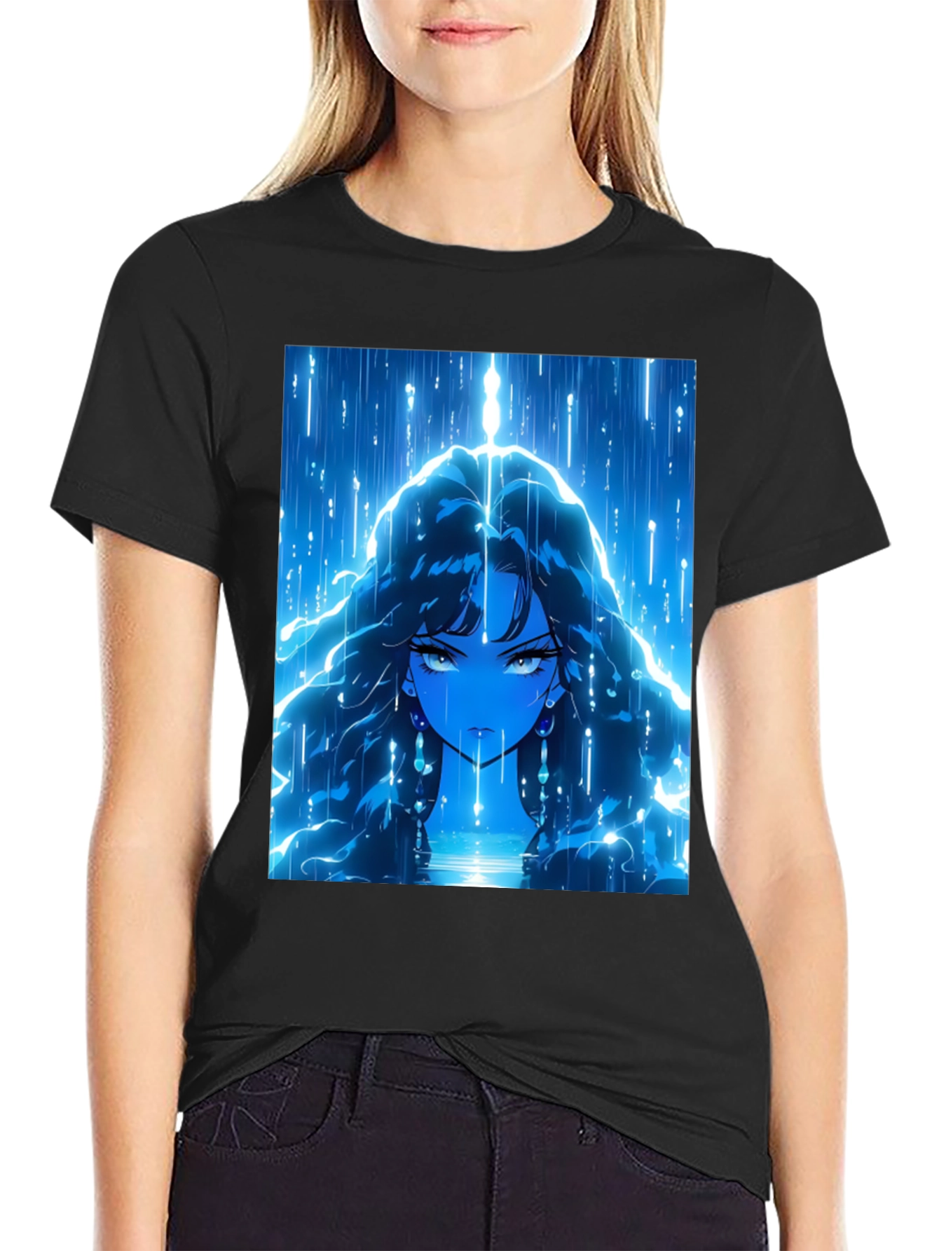 Anime Girl Graphic Black T-Shirt
