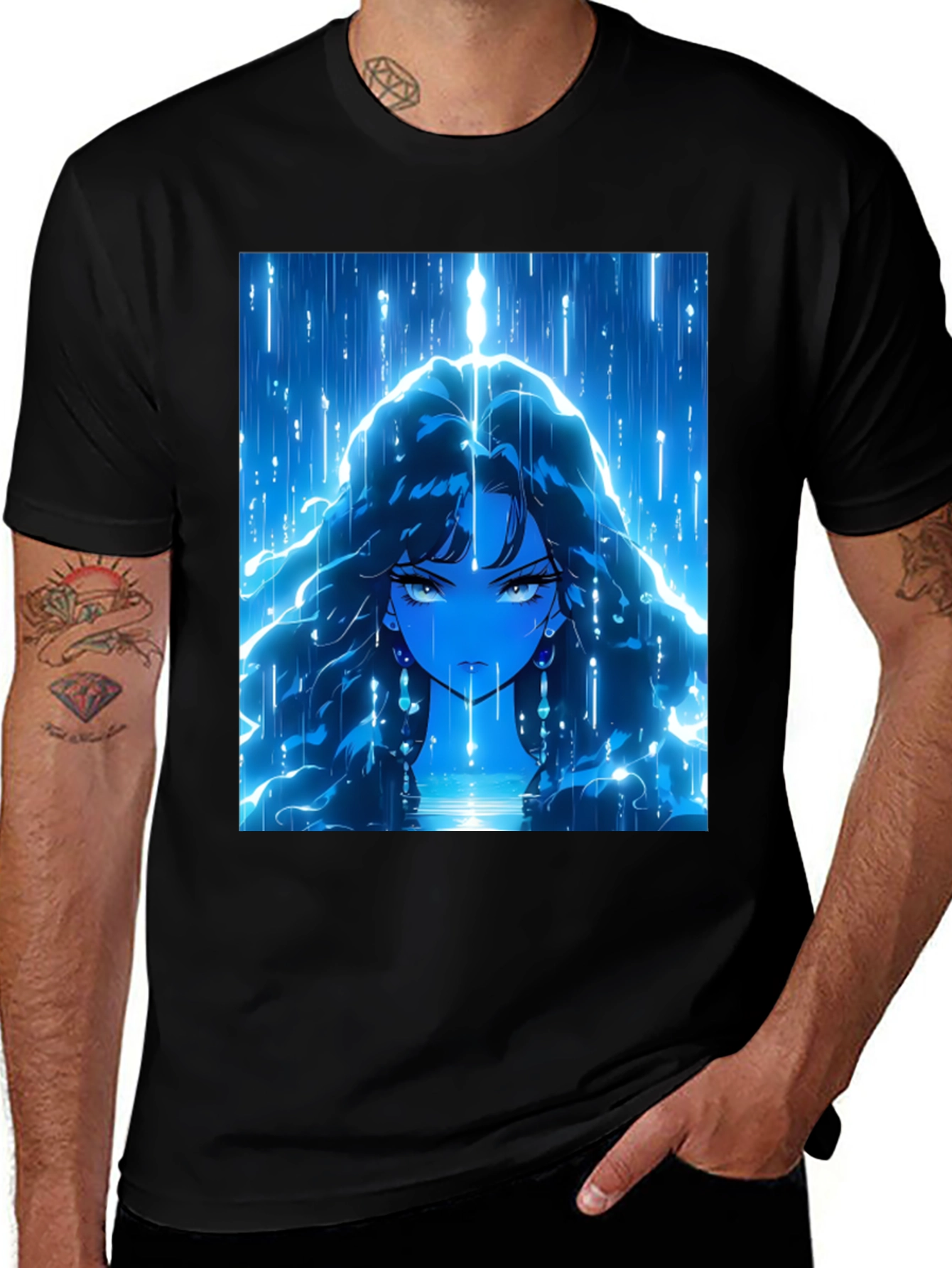 Anime Girl Graphic Black T-Shirt