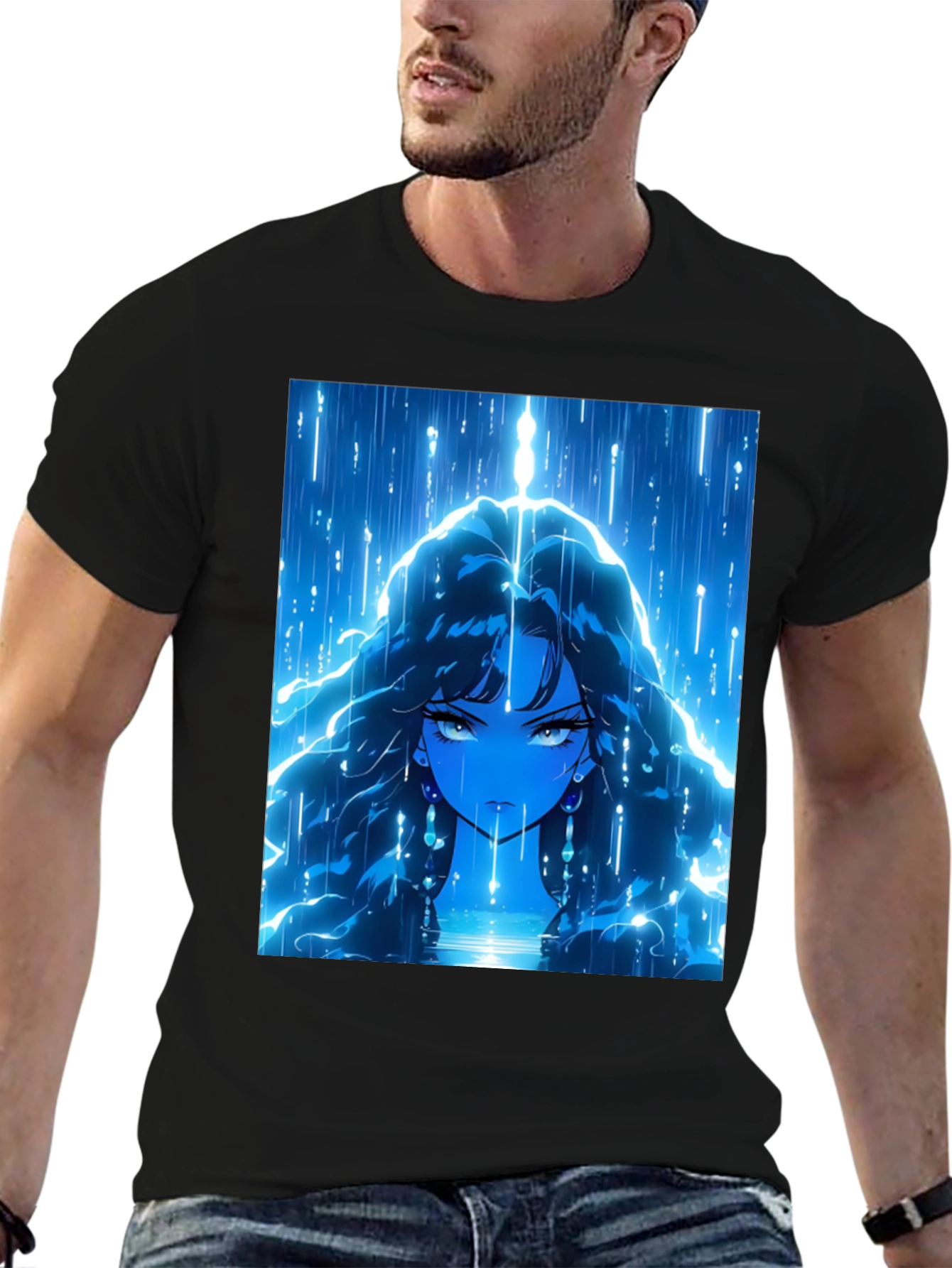 Anime Girl Graphic Black T-Shirt