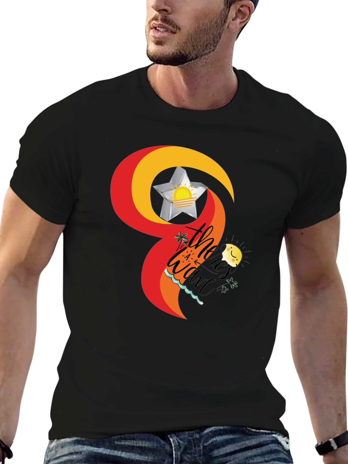 Tropical Wave T-Shirt - Black