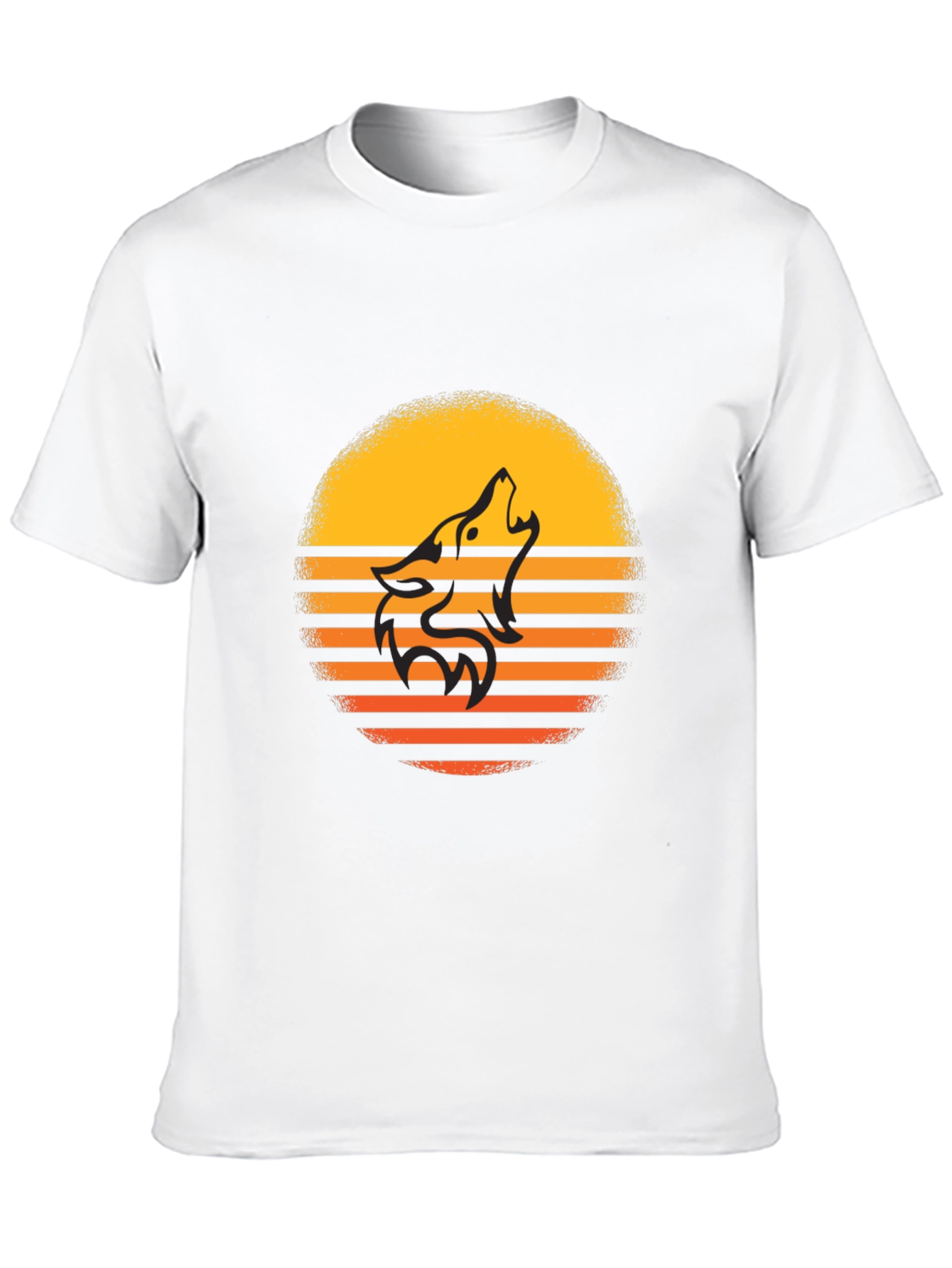 Sunset Wolf Graphic Tee - Stylish Mens Black T-Shirt