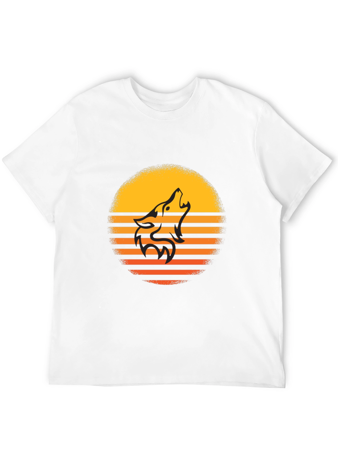 Sunset Wolf Graphic Tee - Stylish Mens Black T-Shirt