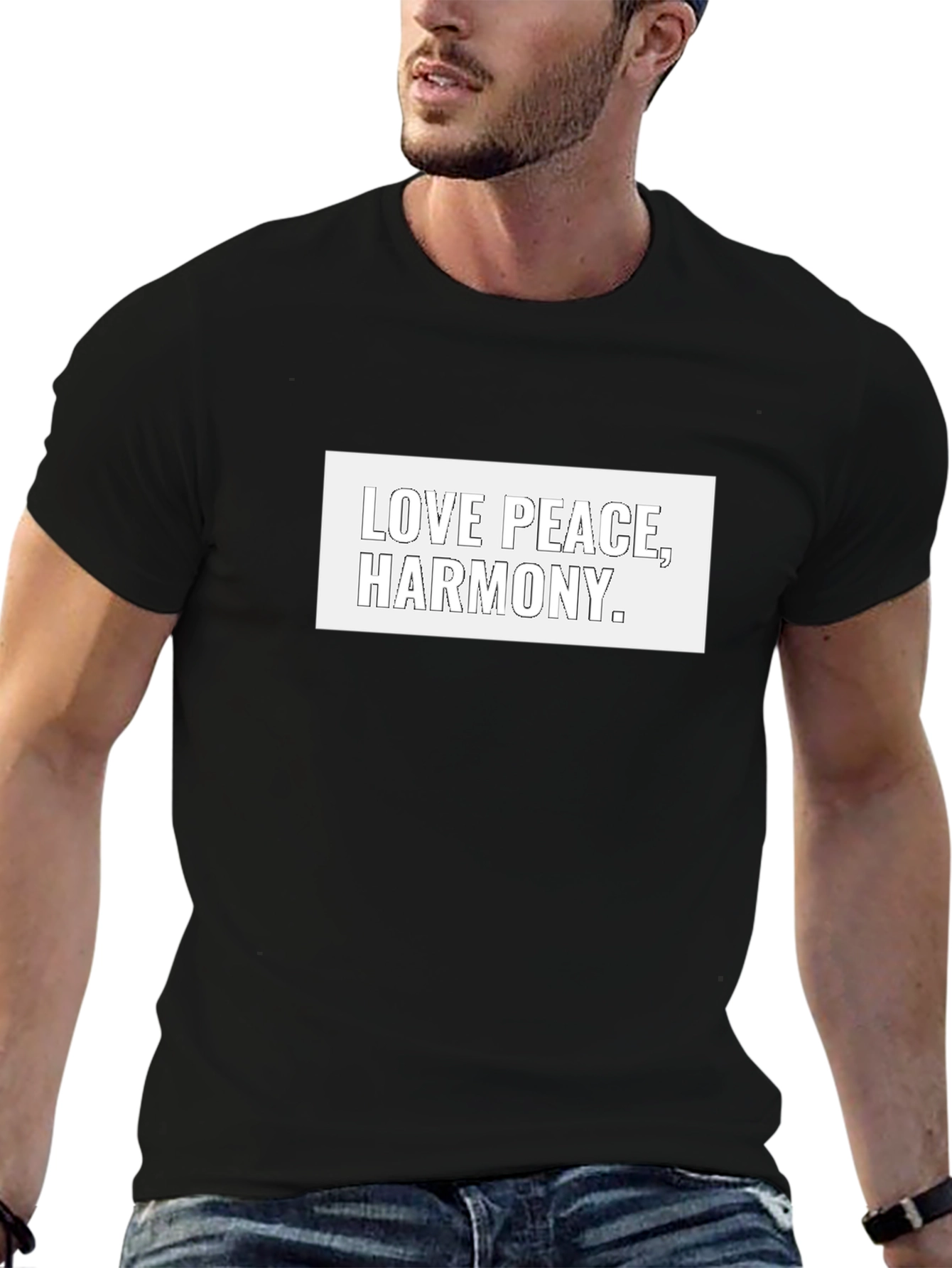 Love Peace Harmony Graphic Black T-Shirt