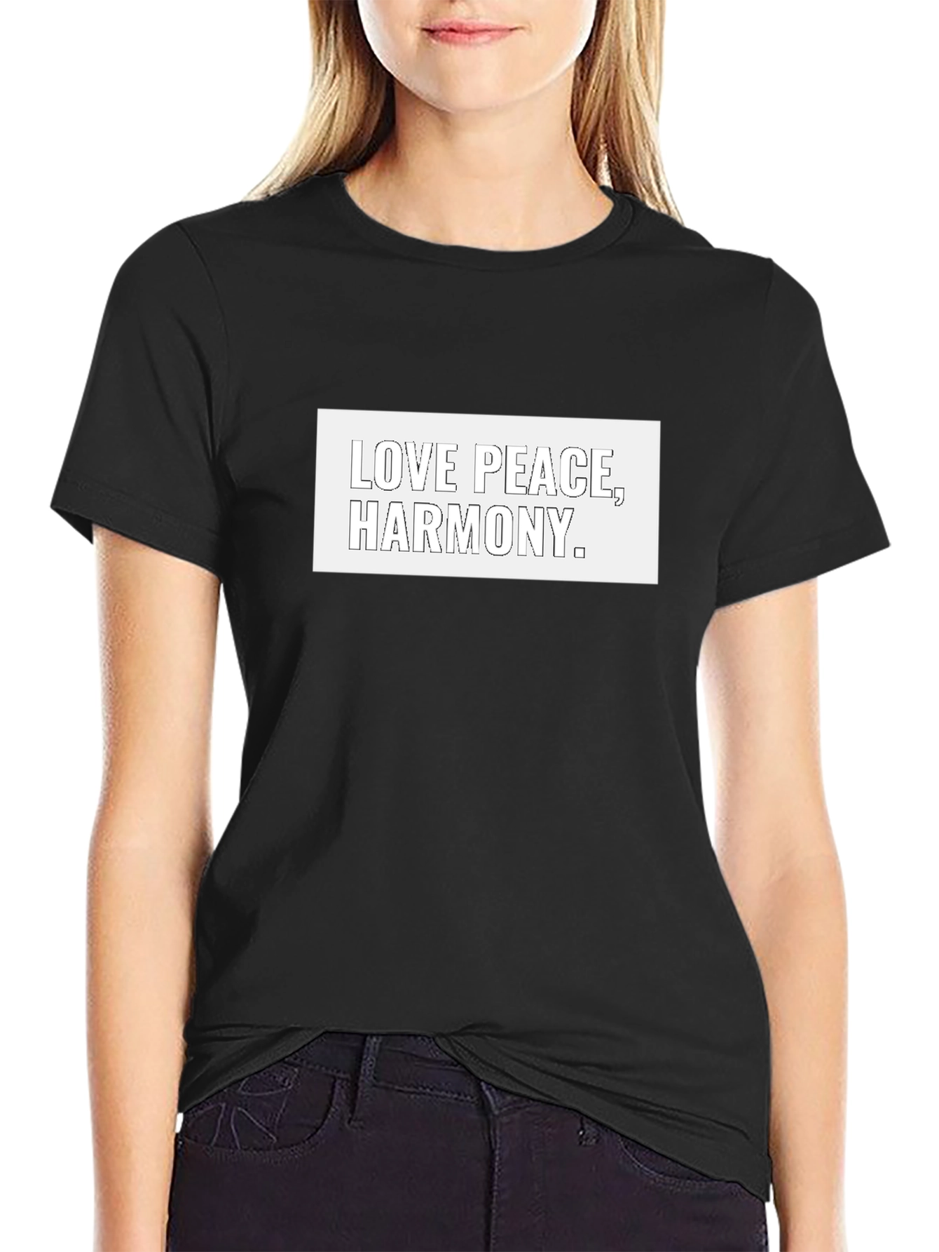 Love Peace Harmony Graphic Black T-Shirt