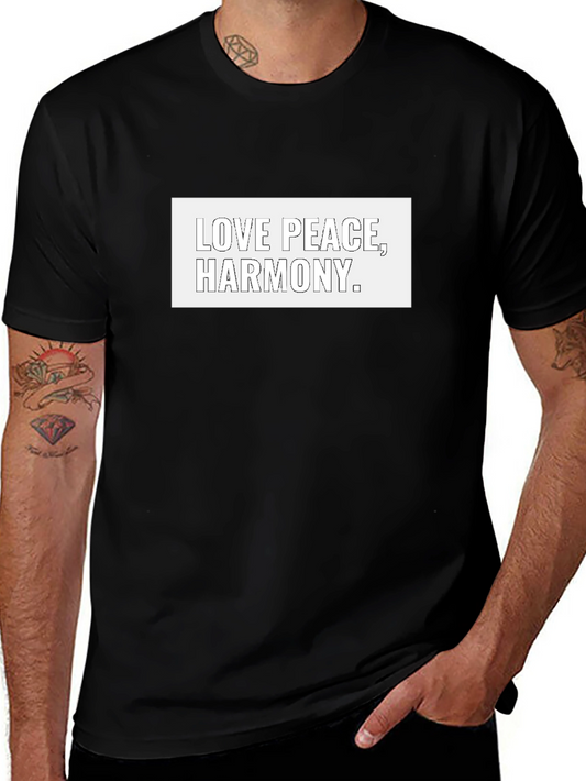 Love Peace Harmony Graphic Black T-Shirt