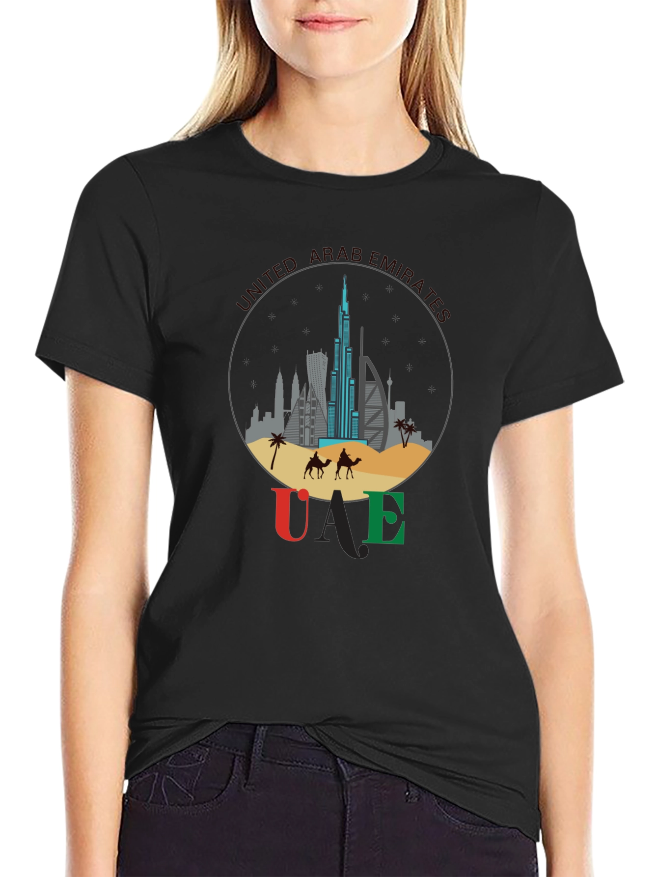 UAE Skyline T-Shirt - Dubai Landmarks Graphic Tee