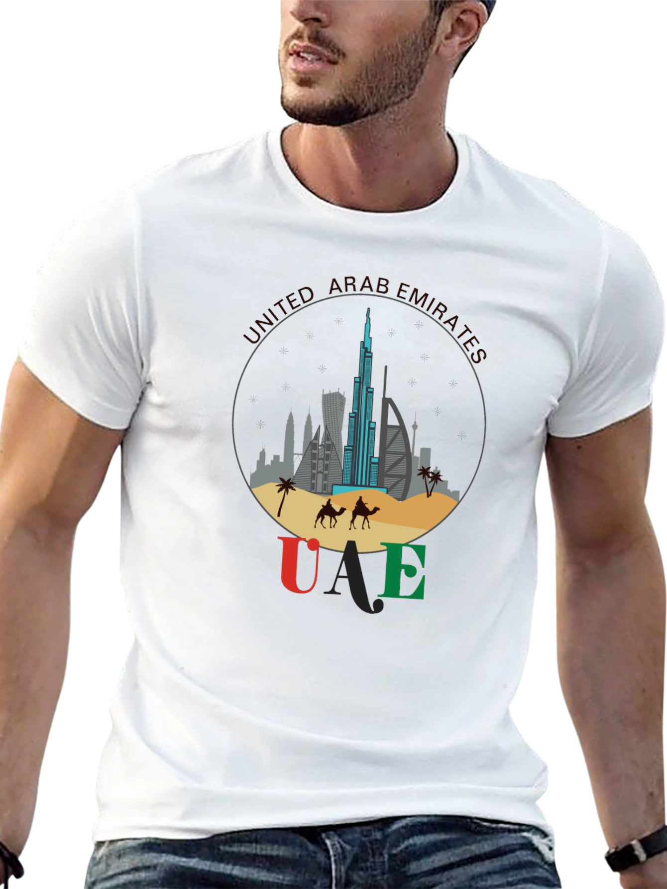 UAE Skyline T-Shirt - Dubai Landmarks Graphic Tee