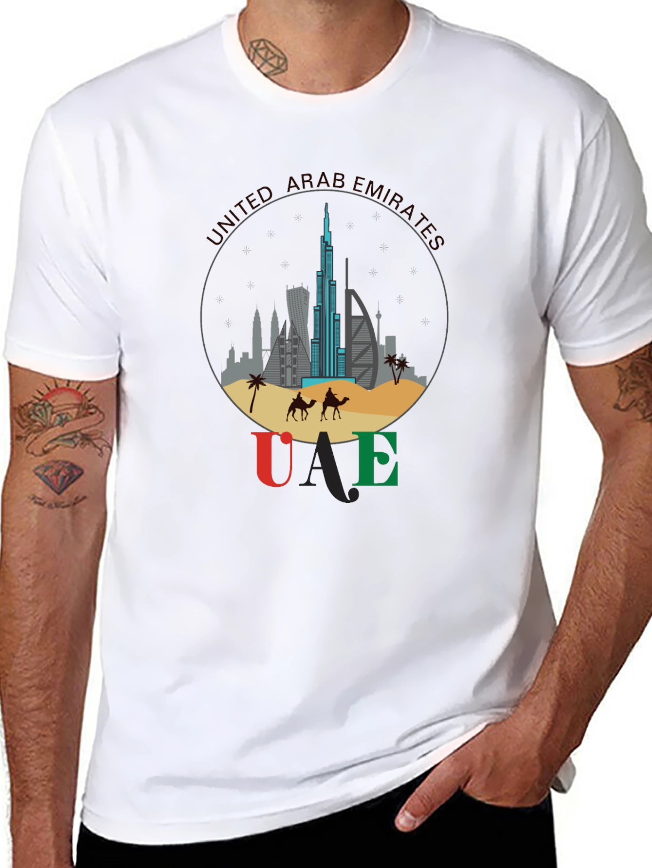 UAE Skyline T-Shirt - Dubai Landmarks Graphic Tee
