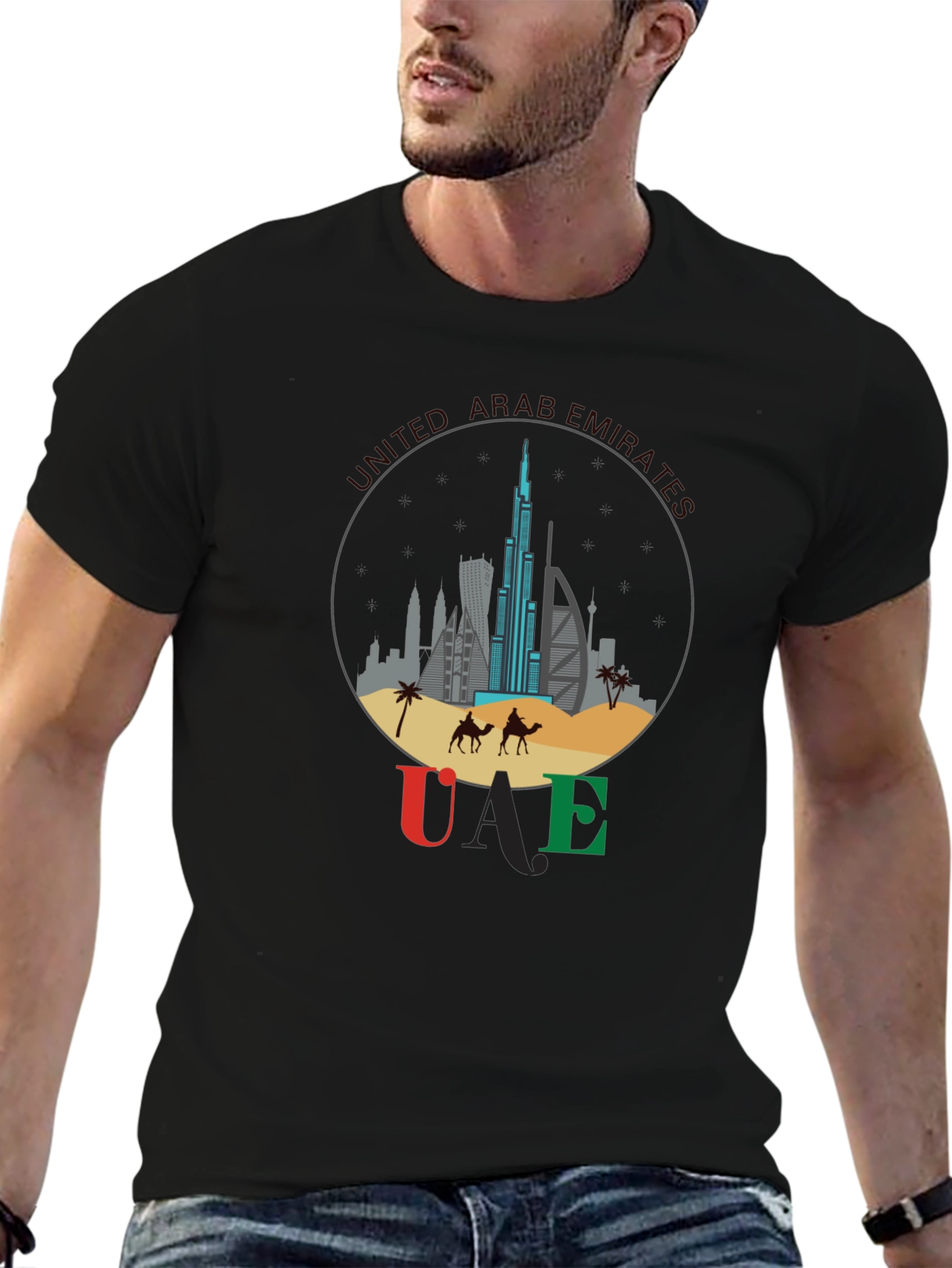 UAE Skyline T-Shirt - Dubai Landmarks Graphic Tee
