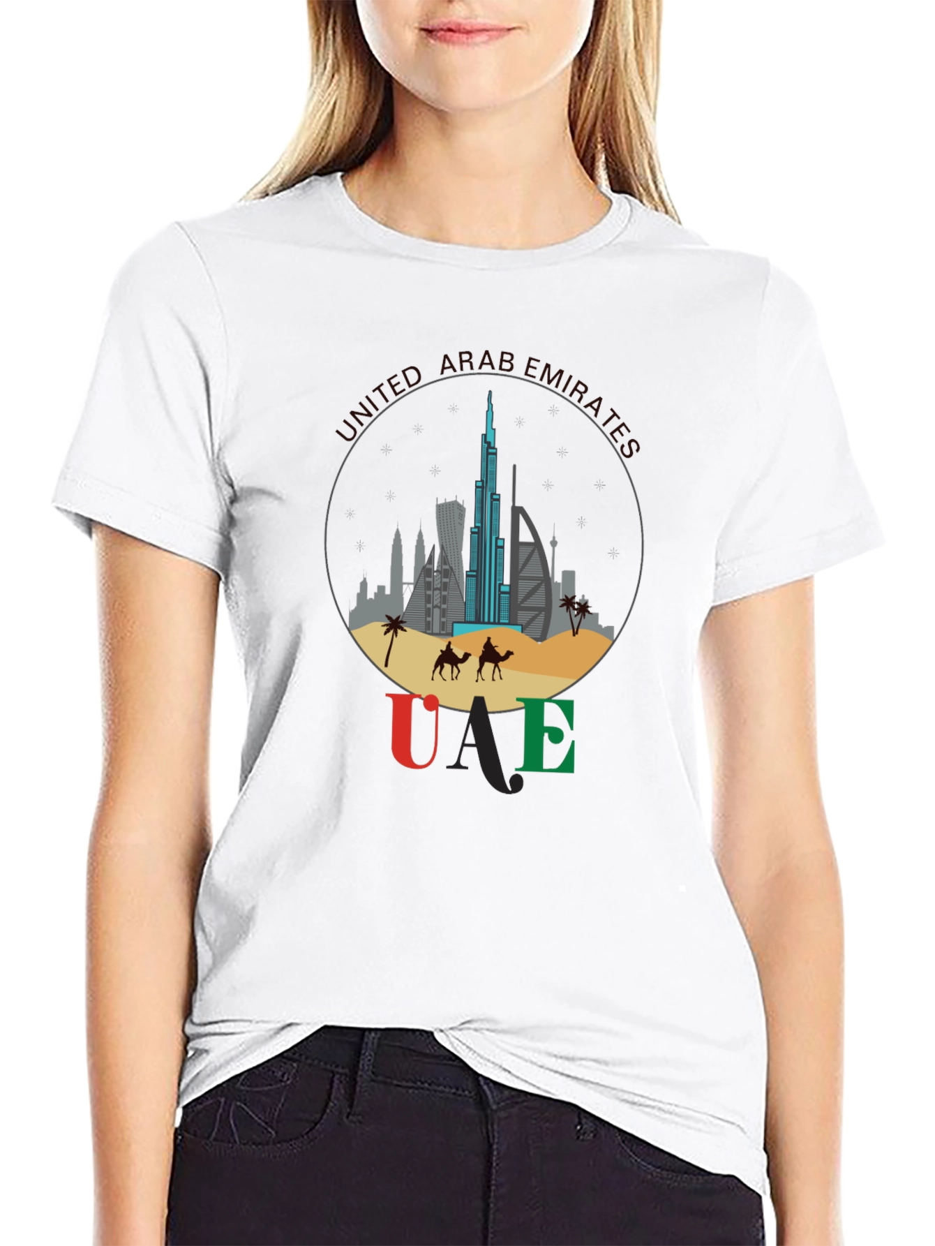 UAE Skyline T-Shirt - Dubai Landmarks Graphic Tee