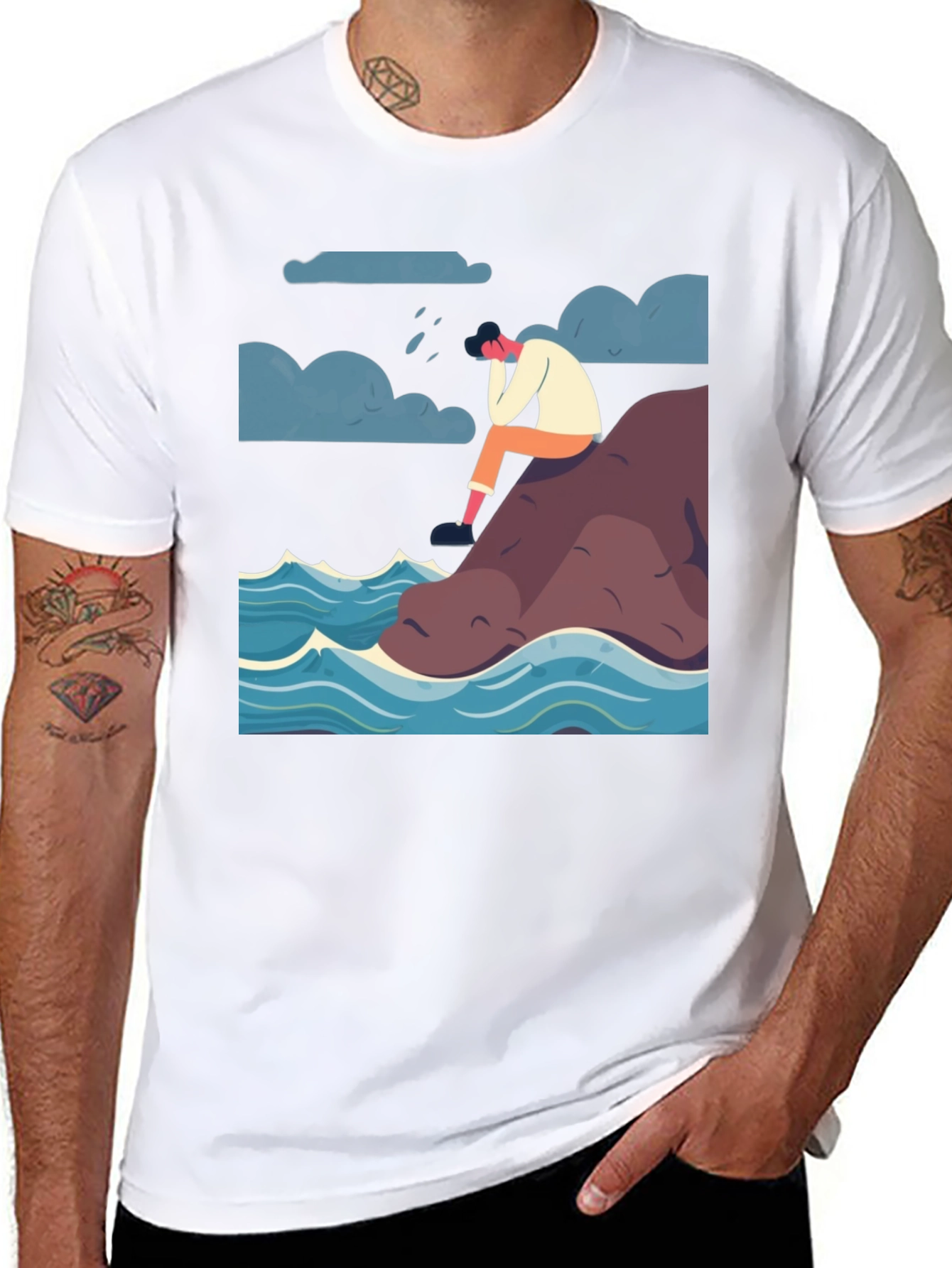 Melancholy Sea T-Shirt - Modern Graphic Tee