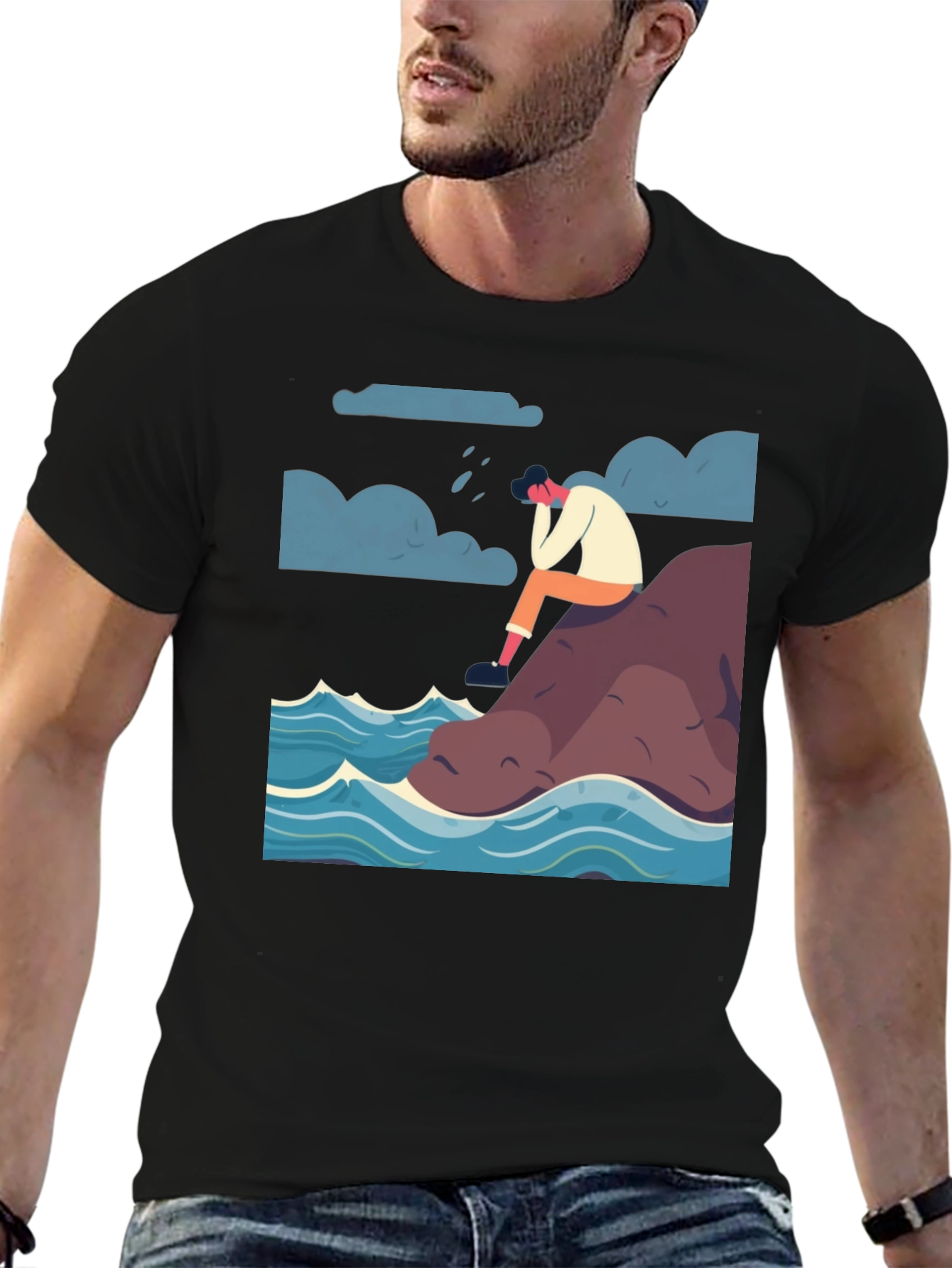 Melancholy Sea T-Shirt - Modern Graphic Tee