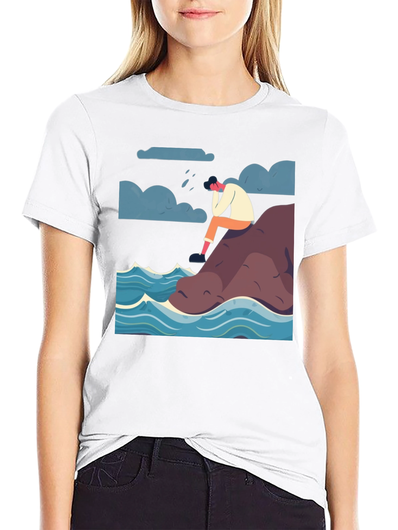 Melancholy Sea T-Shirt - Modern Graphic Tee