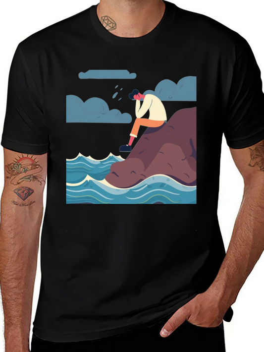 Melancholy Sea T-Shirt - Modern Graphic Tee