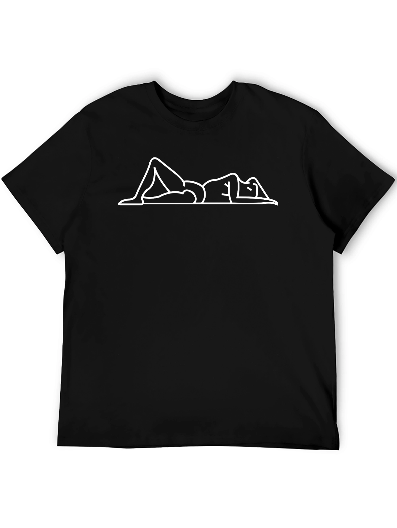 Minimalist Reclining Woman Graphic Black T-Shirt