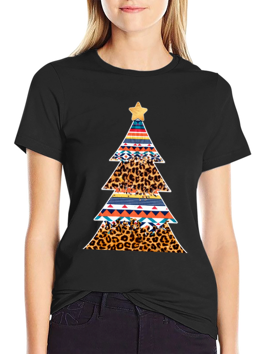 Festive Christmas Tree Pattern T-Shirt