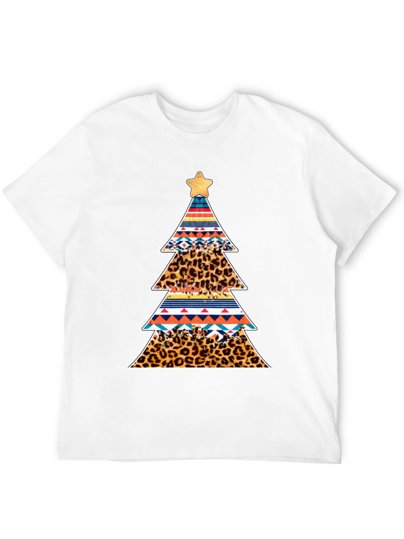 Festive Christmas Tree Pattern T-Shirt