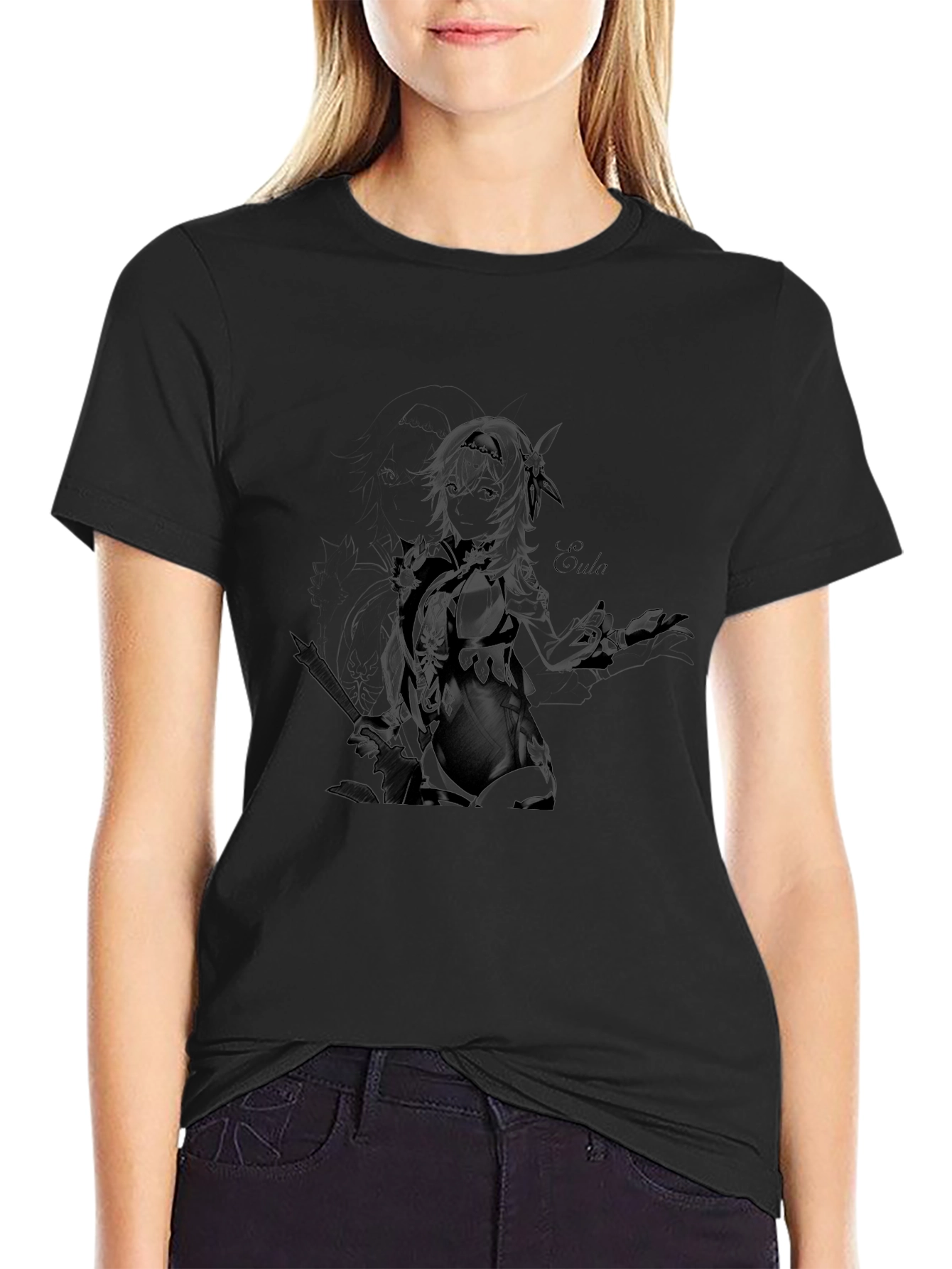 Eula Genshin Impact Black Graphic Tee