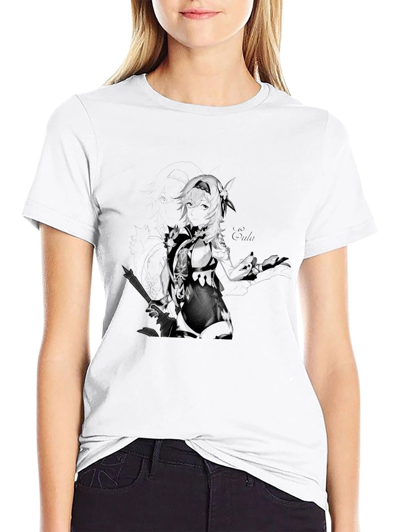 Eula Genshin Impact Black Graphic Tee