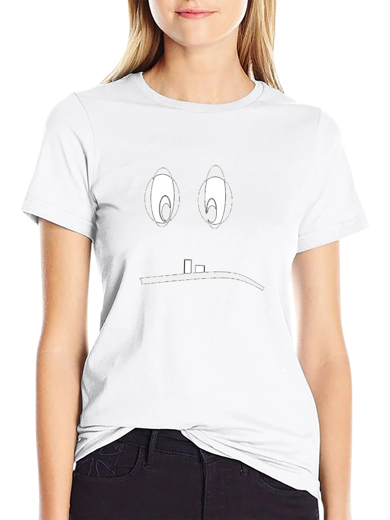Funny Cartoon Face Black T-Shirt