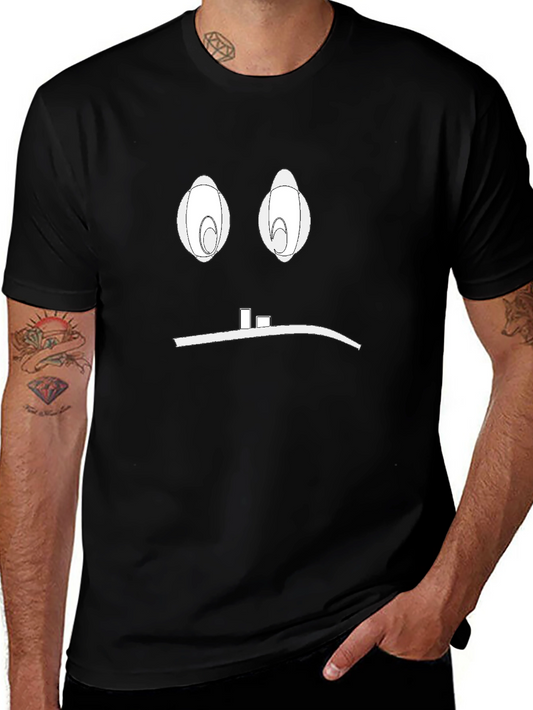 Funny Cartoon Face Black T-Shirt