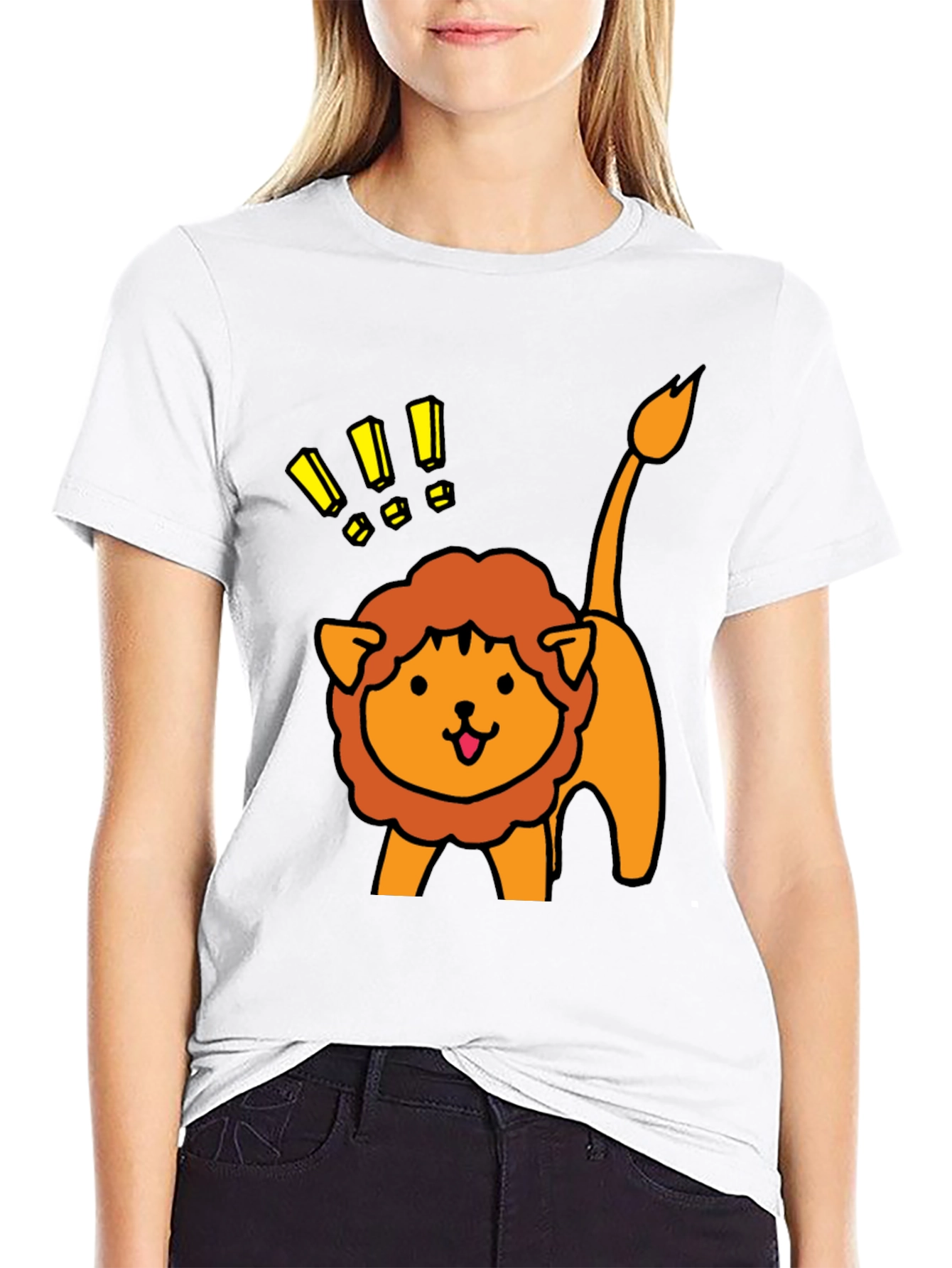 Cute Lion Graphic Tee - Black Cotton T-Shirt