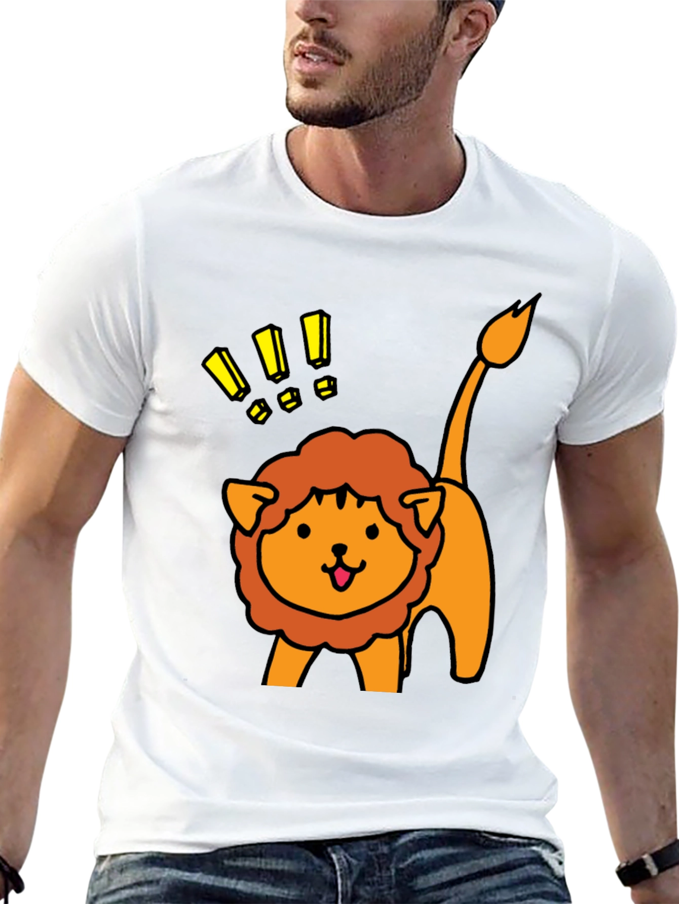 Cute Lion Graphic Tee - Black Cotton T-Shirt