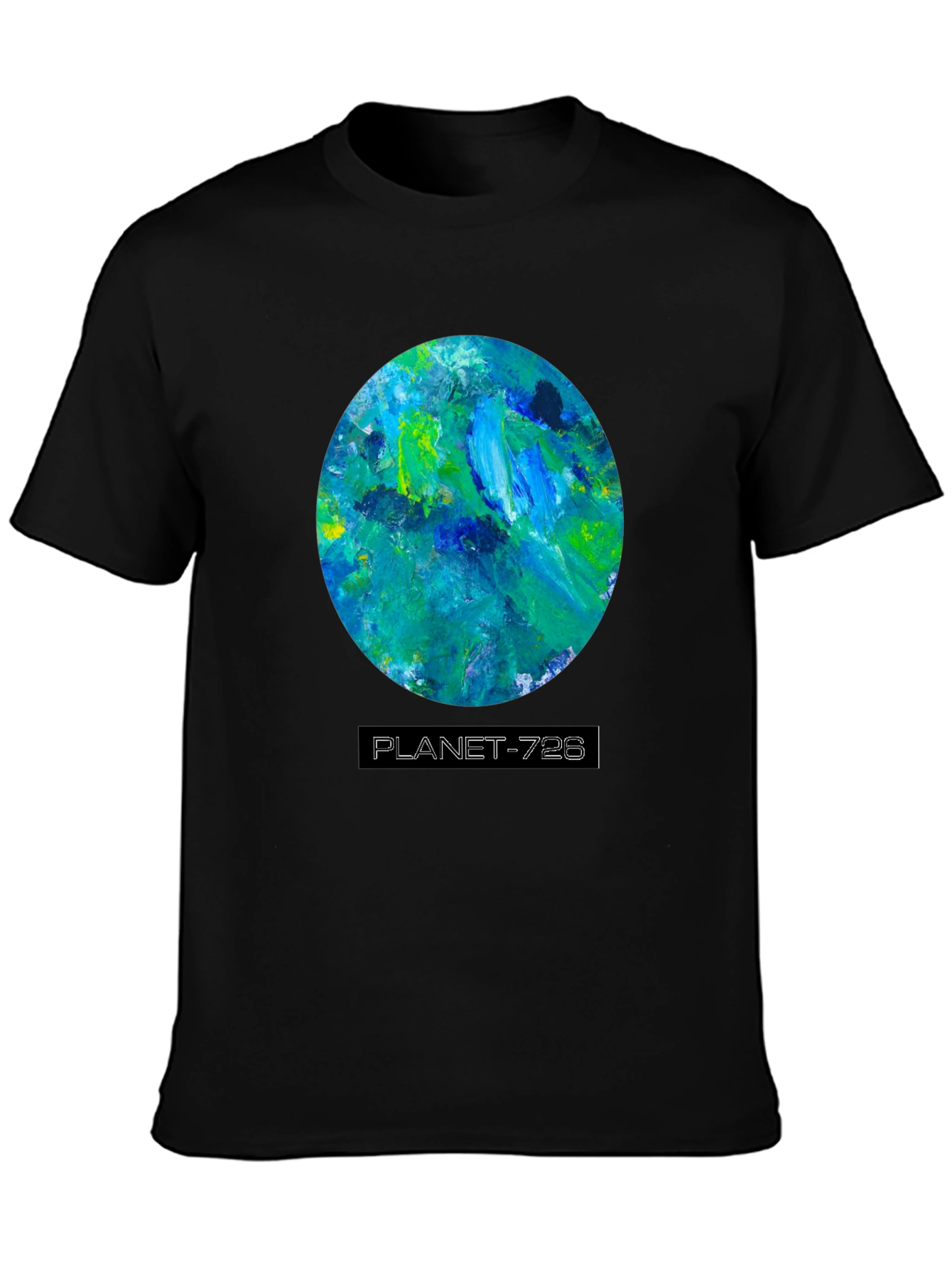Planet 728 Black Graphic Tee - Artistic Earth Design