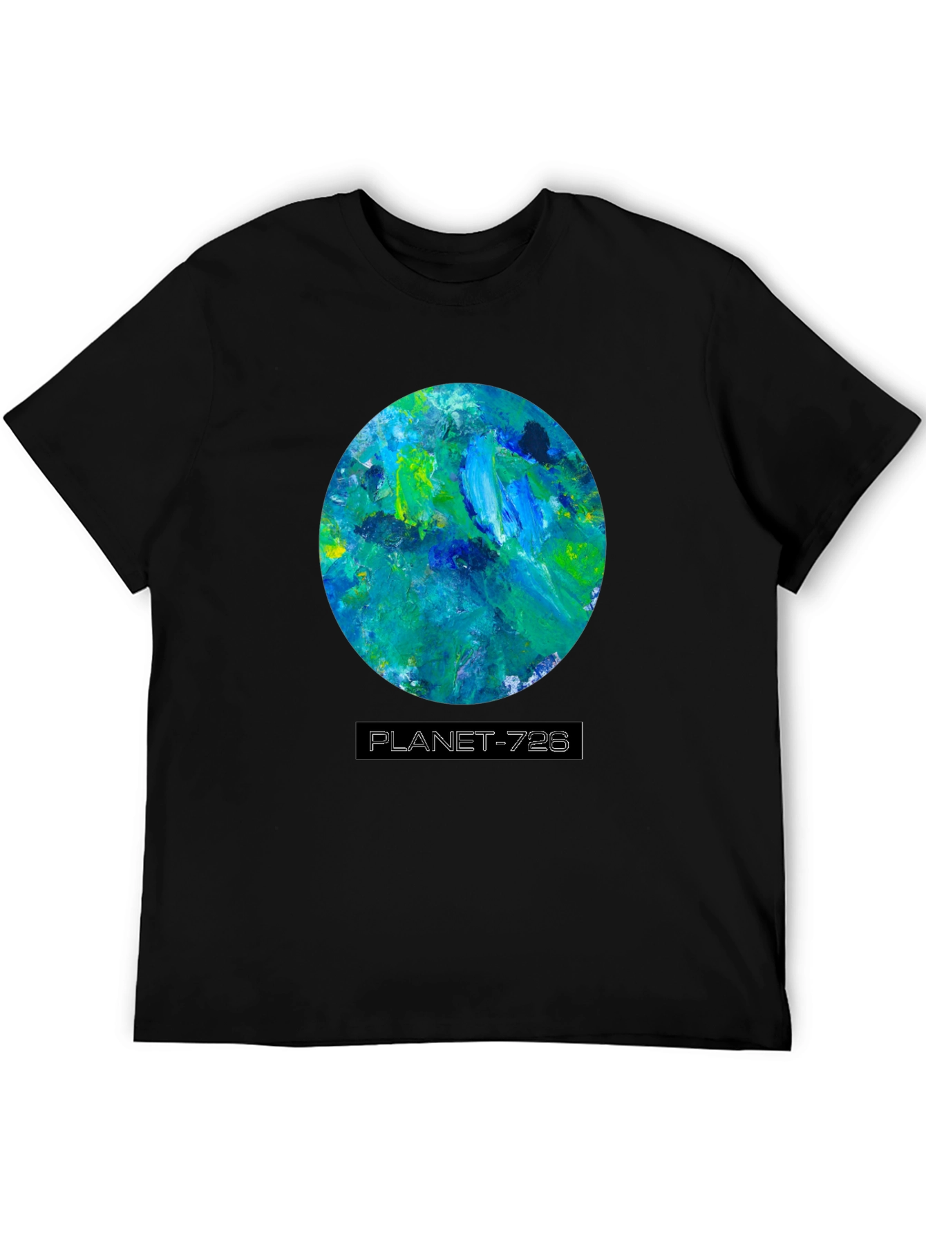 Planet 728 Black Graphic Tee - Artistic Earth Design