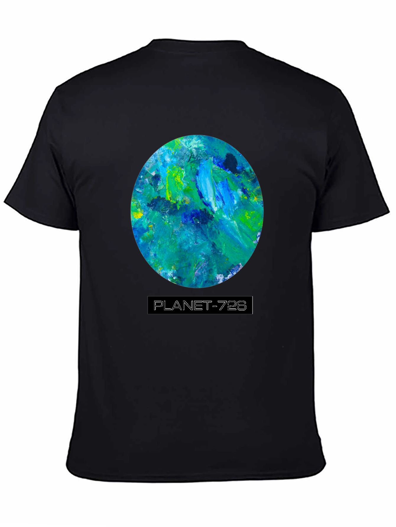 Planet 728 Black Graphic Tee - Artistic Earth Design