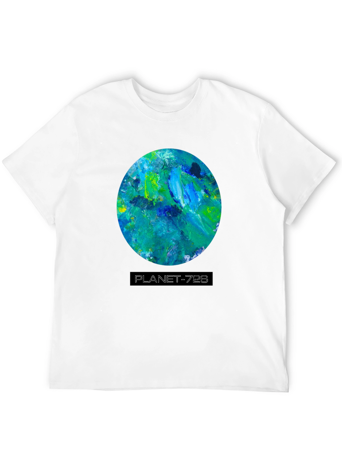 Planet 728 Black Graphic Tee - Artistic Earth Design