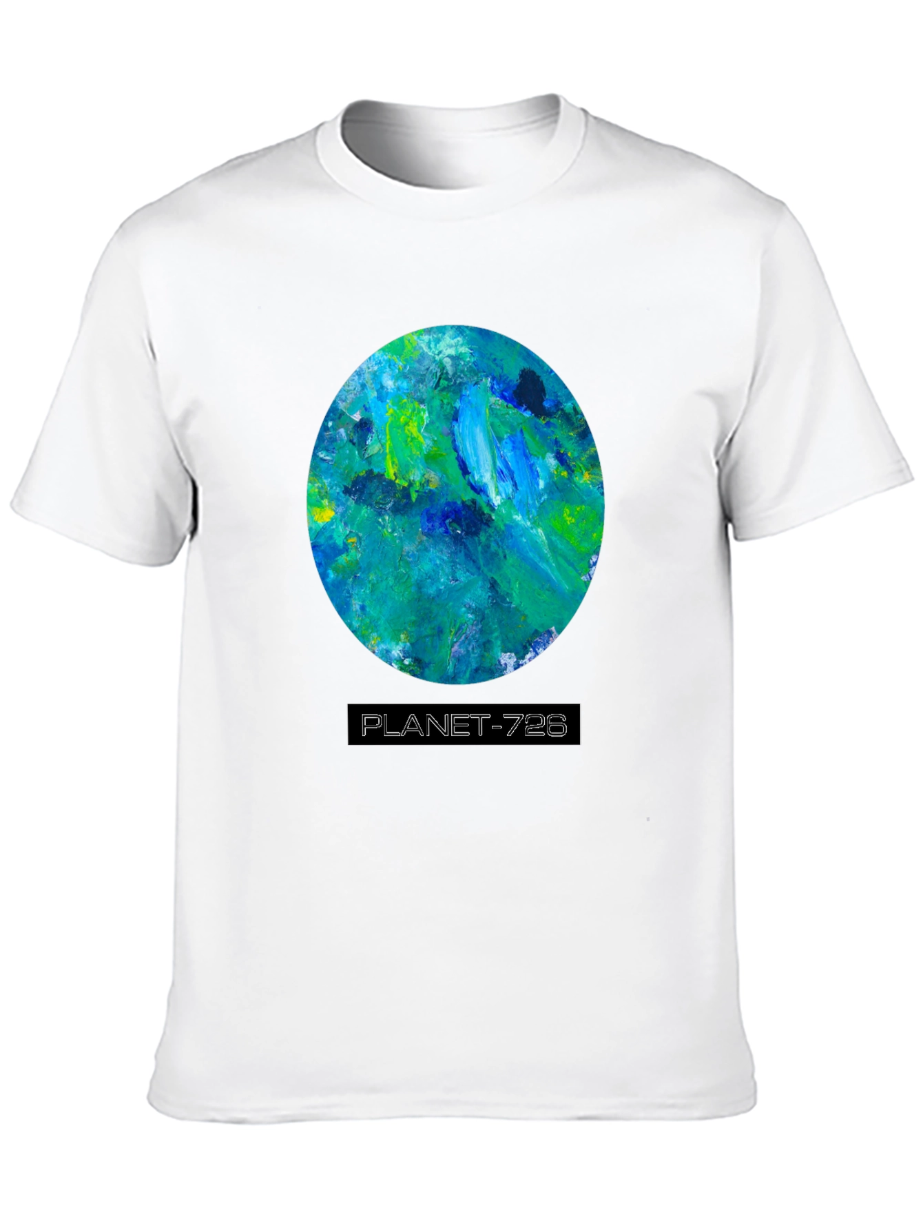 Planet 728 Black Graphic Tee - Artistic Earth Design