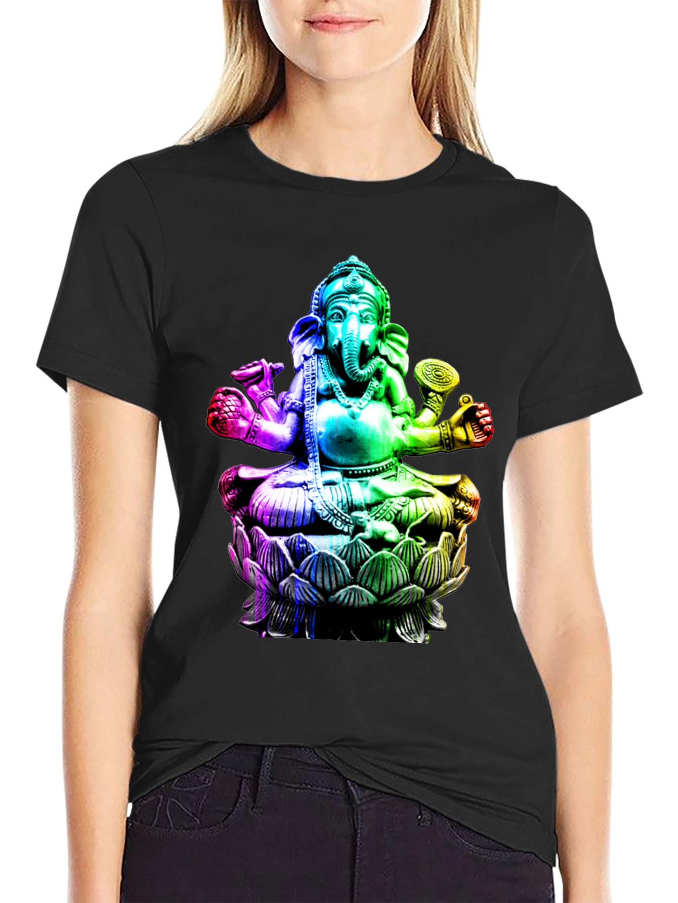 Rainbow Ganesha Graphic Print T-Shirt