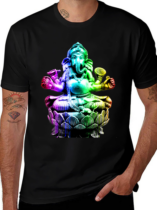 Rainbow Ganesha Graphic Print T-Shirt