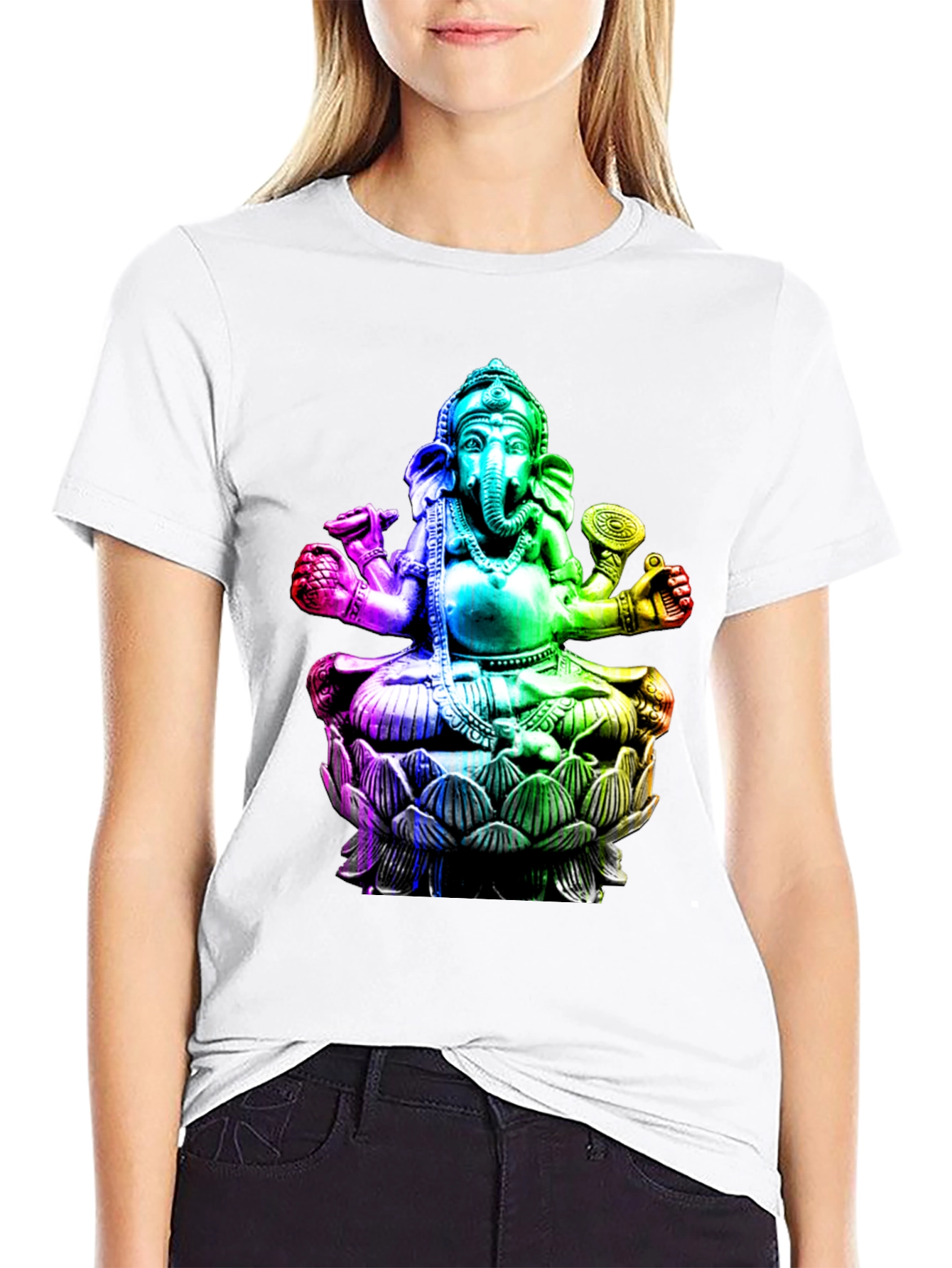 Rainbow Ganesha Graphic Print T-Shirt