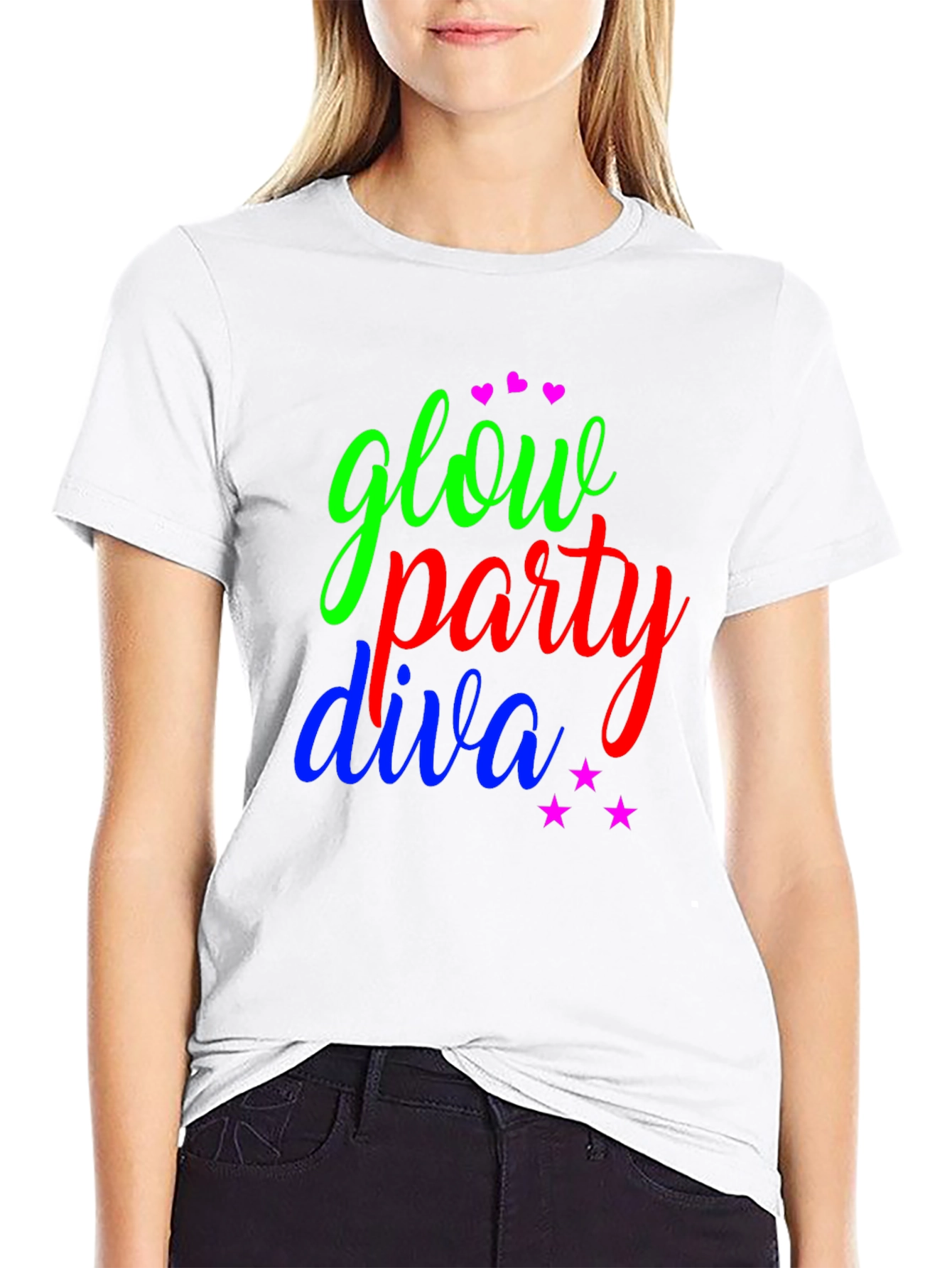 Glow Party Diva T-Shirt - Fun Neon Design