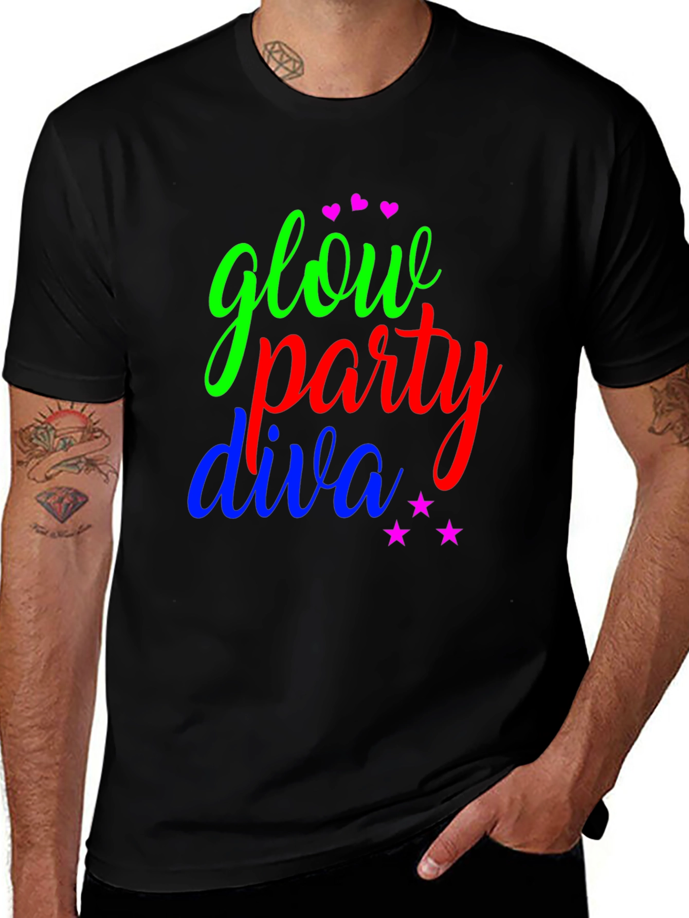 Glow Party Diva T-Shirt - Fun Neon Design