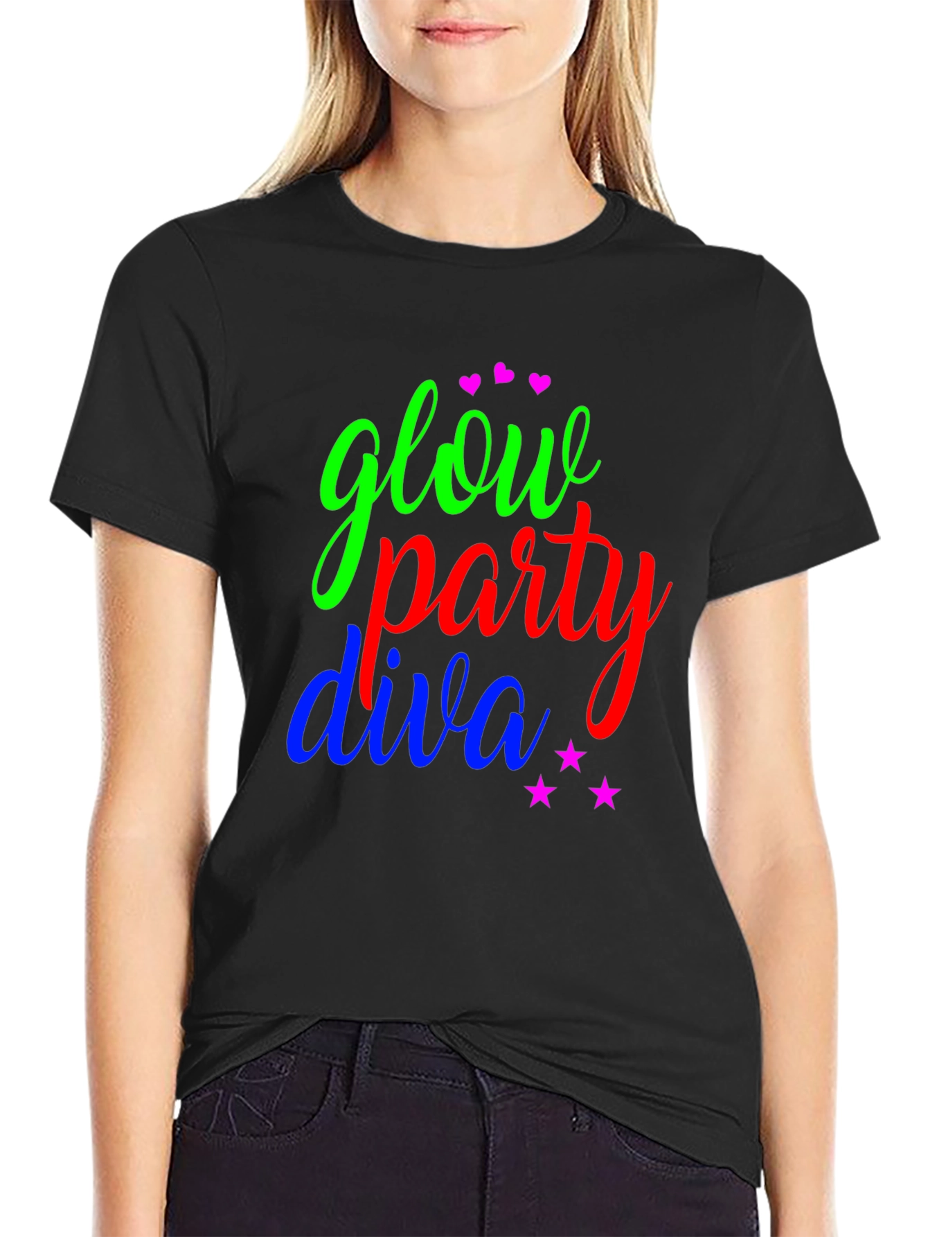 Glow Party Diva T-Shirt - Fun Neon Design