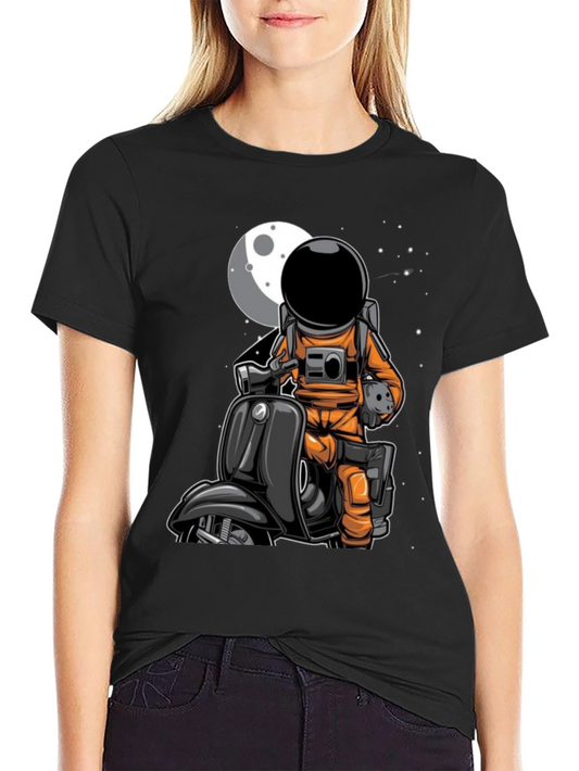 Astronaut on Scooter Graphic Tee - Space Rider T-Shirt