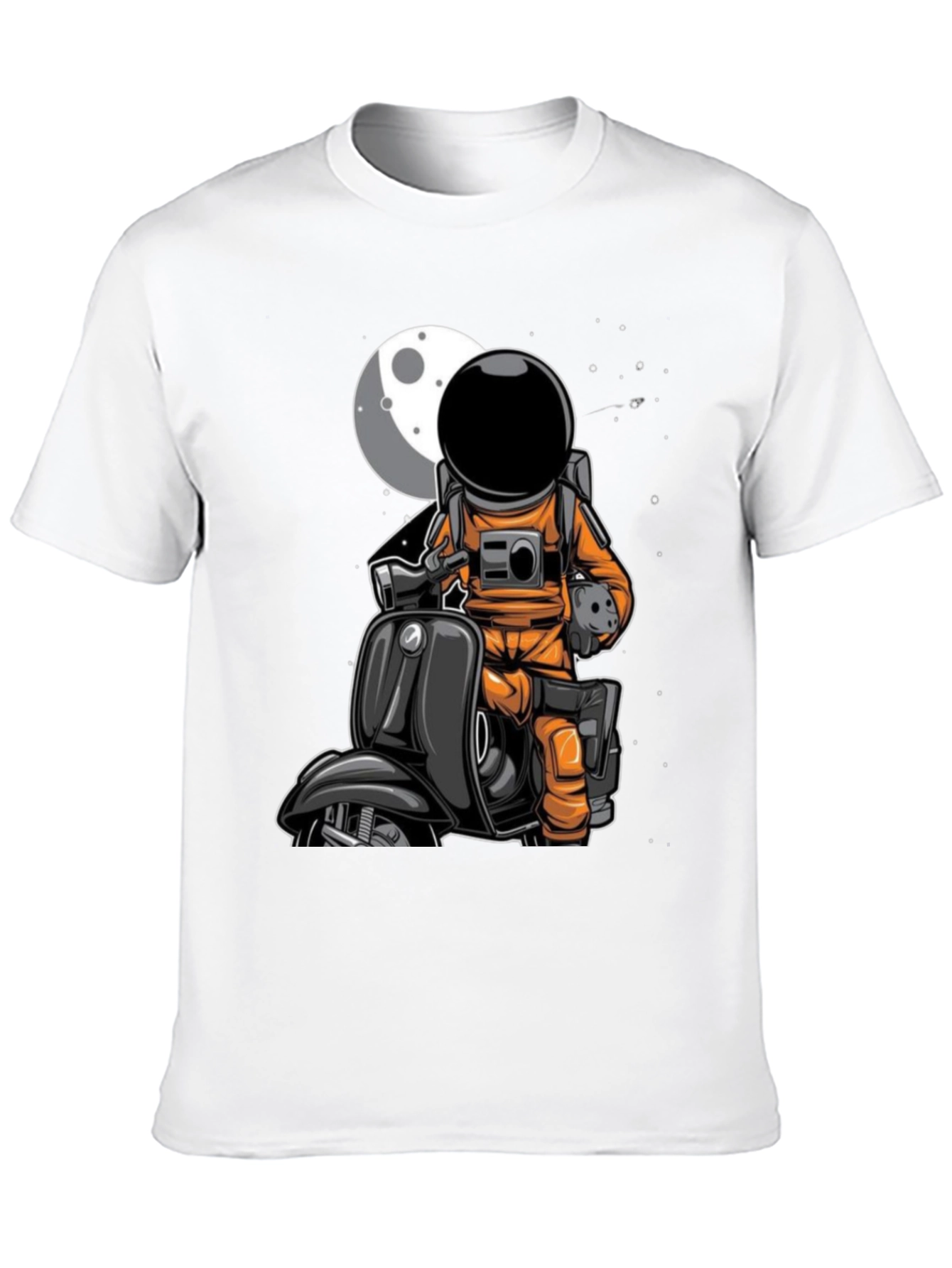 Astronaut on Scooter Graphic Tee - Space Rider T-Shirt