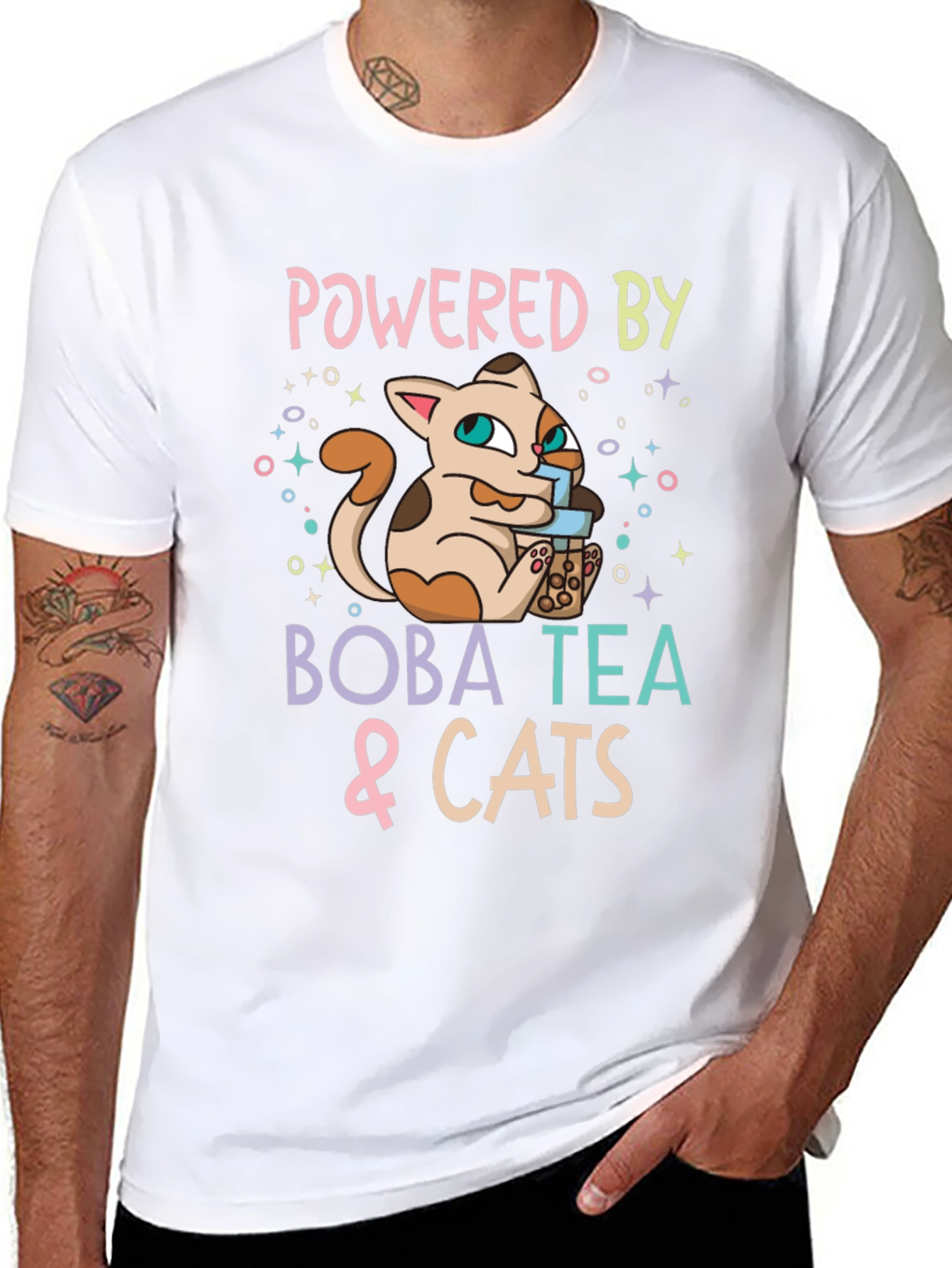 Powered By Boba Tea & Cats T-Shirt