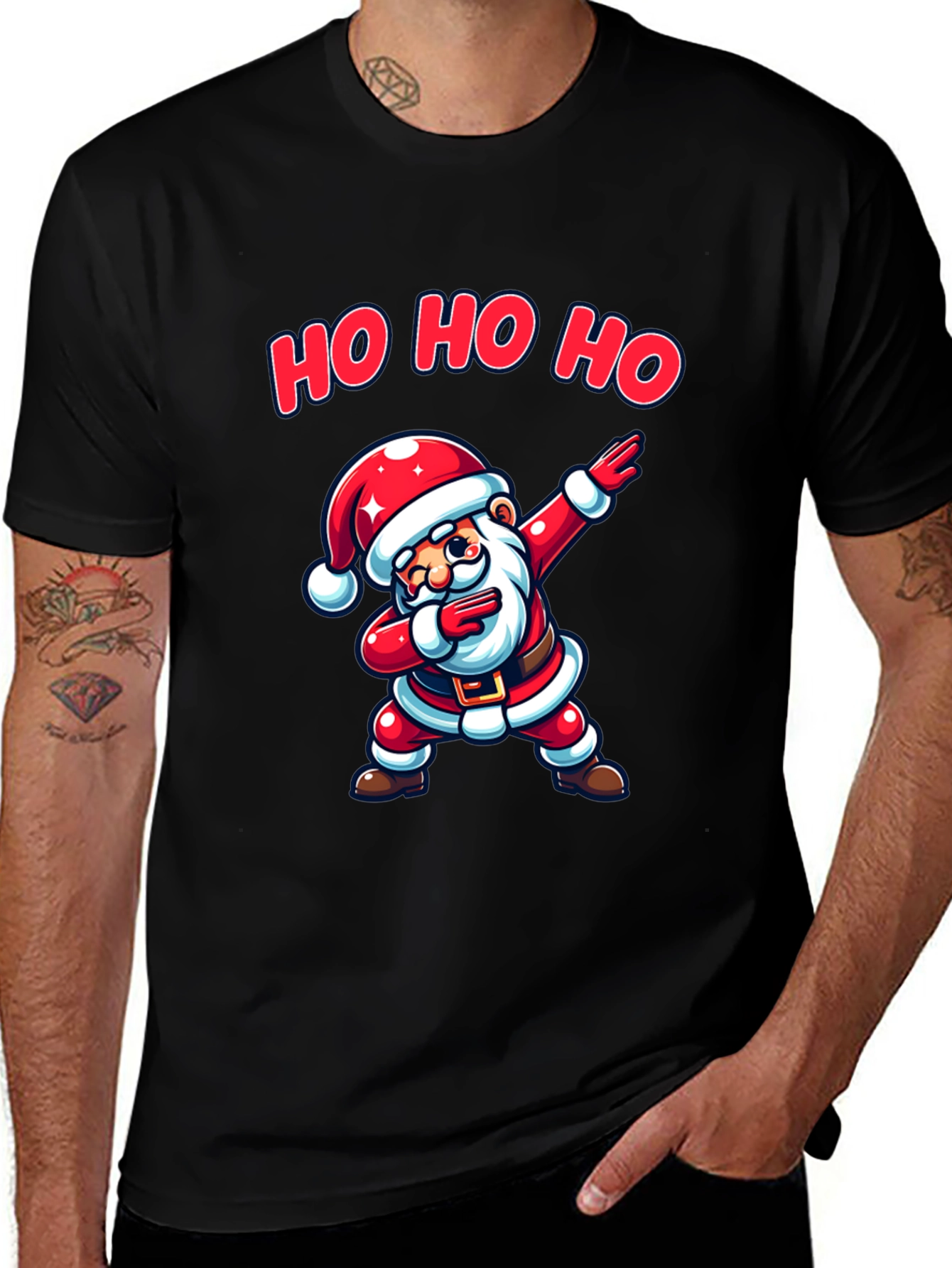 Dabbing Santa Black T-Shirt