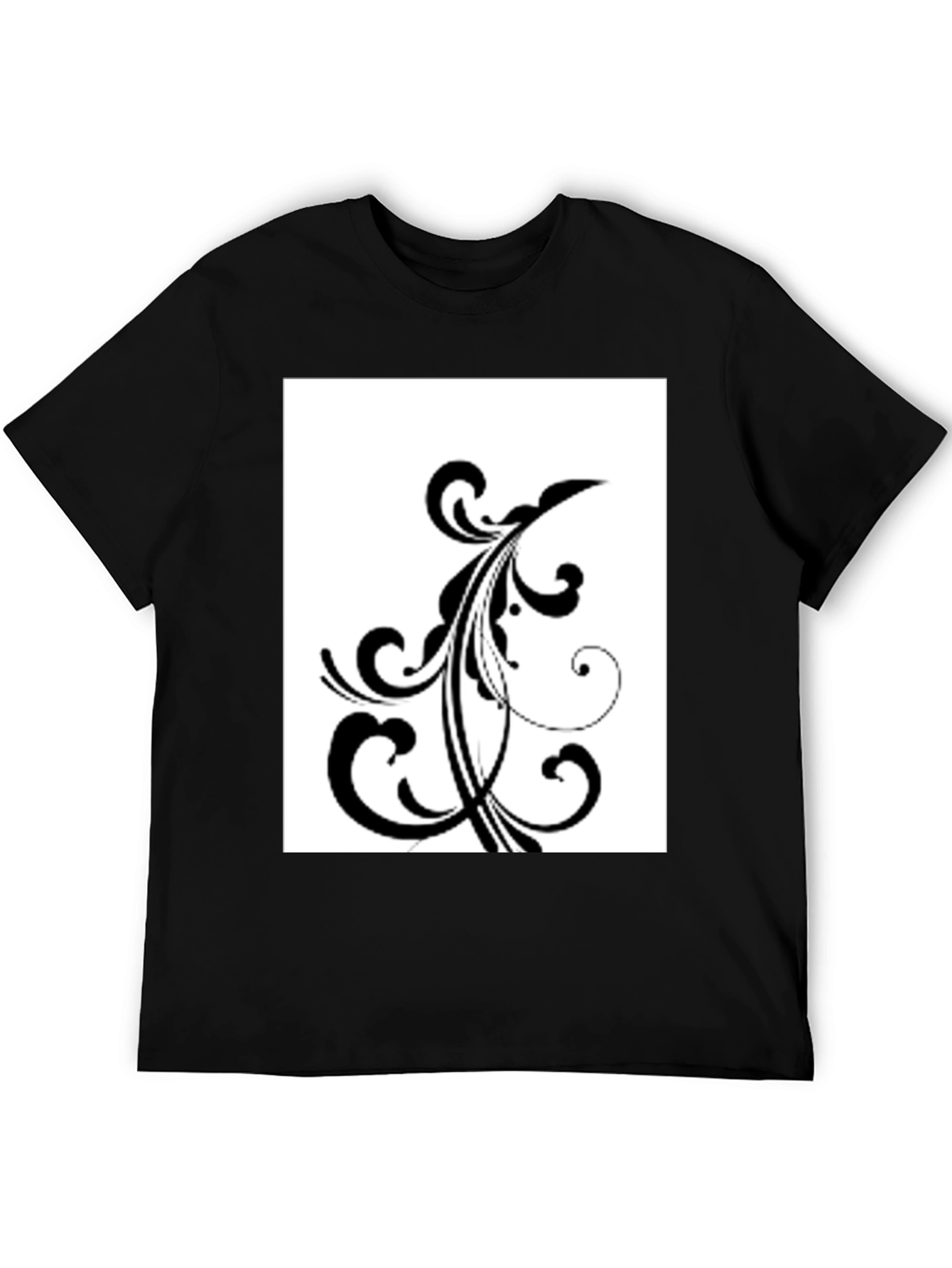 Black T-Shirt with Floral Design